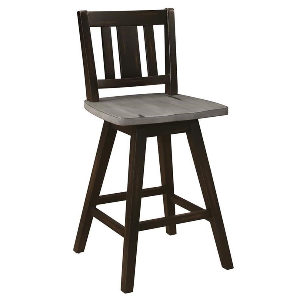 Black Pemberly Row Slat Back Counter Height Swivel Dining Chairs (Set of 2) - Modern Kitchen Bar Stools for Breakfast Nook, Kitchen Island & Small Space Dining