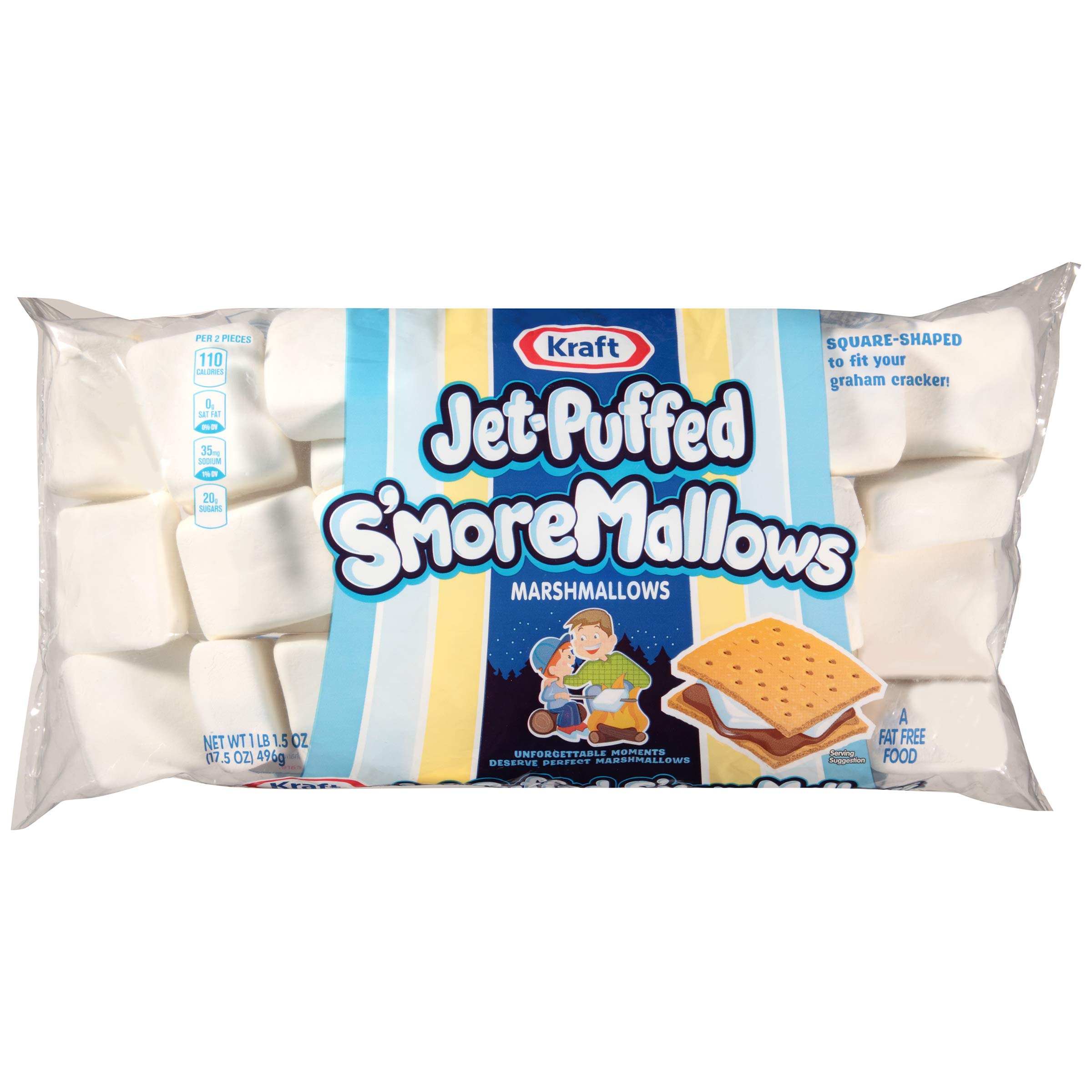 Jet-Puffed S'moreMallows Marshmallows - 17.5 oz Bag of Fluffy Campfire Treats for S'mores, Hot Cocoa & Baking | Perfect for Outdoor Adventures & Family Gatherings