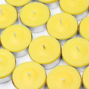 60 Pack Citronella Tealight Candles - Mosquito Repellent Outdoor Candles - Summer Yellow Scented Flameless Candles for Patio, Garden, Camping & Backyard Parties