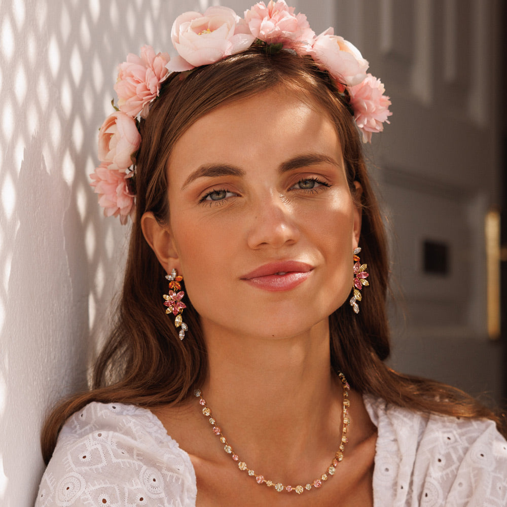Melia Gold-Plated Earrings & Marigold Studs Set - Elegant Floral Jewelry for Women, Perfect for Weddings, Parties & Everyday Wear