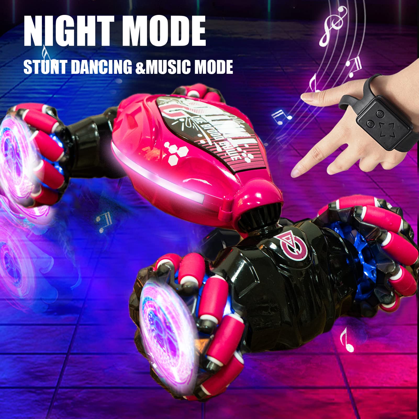 1:14 Scale Gesture Sensing RC Car - Remote Control Stunt Car for Boys & Adults, All-Terrain Monster Truck with 360° Flips, LED Lights & Music - Perfect for Indoor/Outdoor Play, Birthday Gifts & Backyard Racing