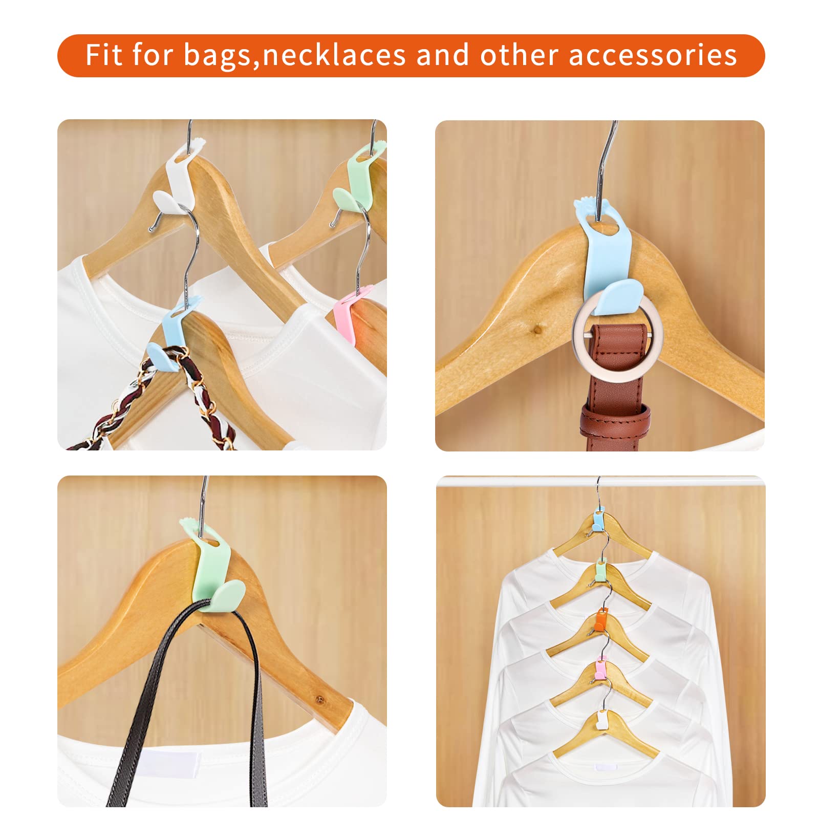 50PCS SLMT Space Saving Hanger Connector Hooks - Heavy Duty Closet Organizer for Plastic, Velvet, Wooden & Wire Hangers - Perfect for Small Closets, Laundry Rooms & Dorm Organization