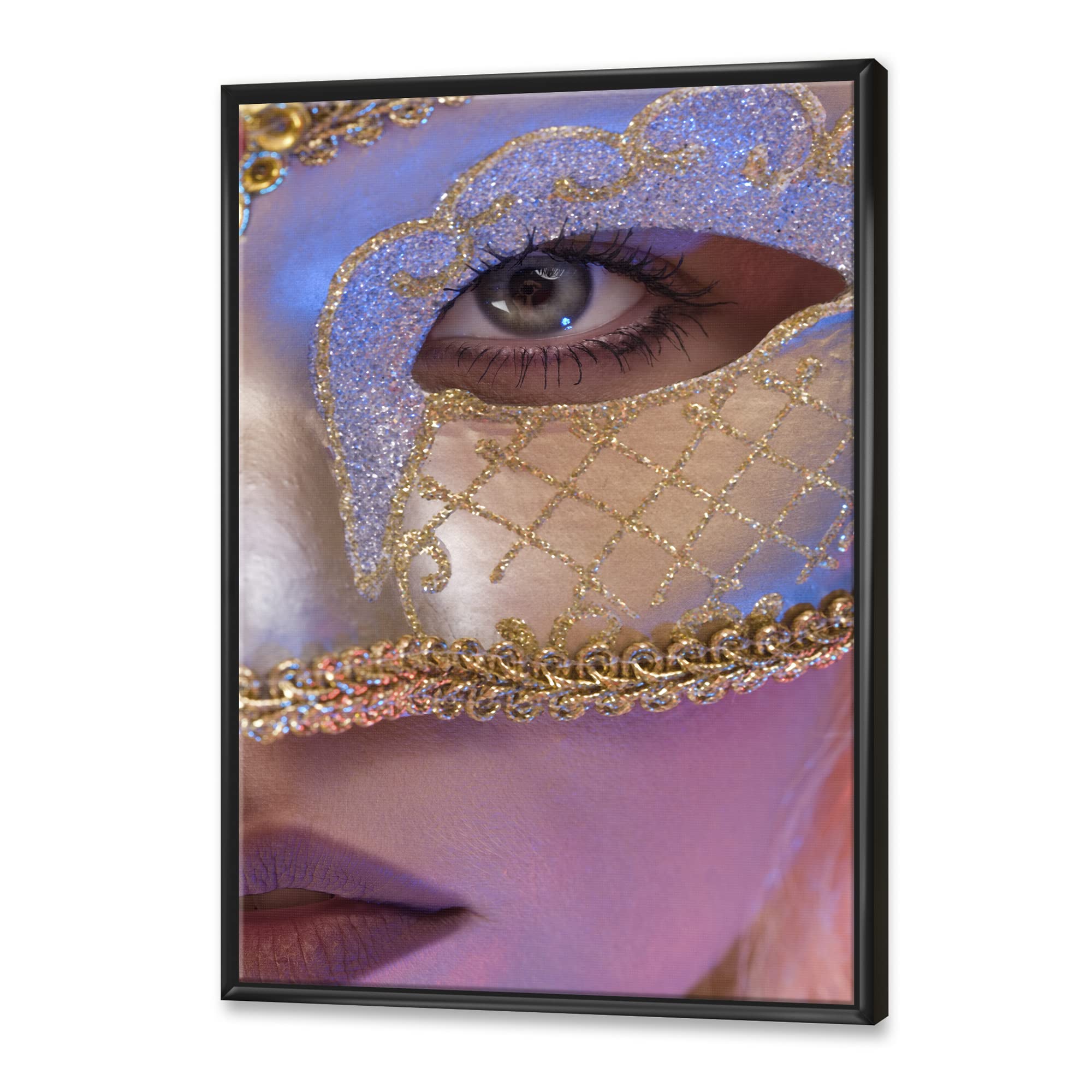Venetian Mask - Modern Framed Canvas Wall Art Print for Home Decor | Italian Carnival Inspired Wall Hanging | Perfect for Living Room, Bedroom & Office