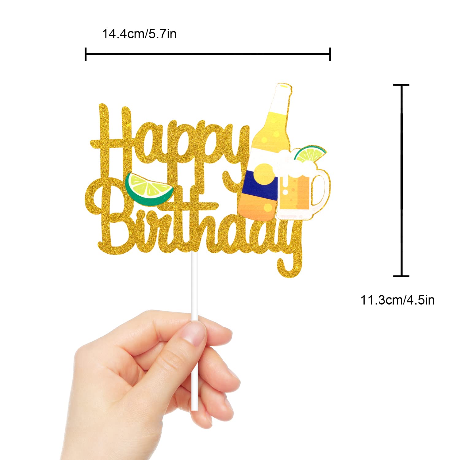 Happy Birthday Beer Cake Topper - Cheers to 30th 40th 50th Birthday Party Decor - Summer Hawaii Luau BBQ Beer Themed Celebration - Perfect for Beach Parties, Barbecues & Tropical Birthday Decorations