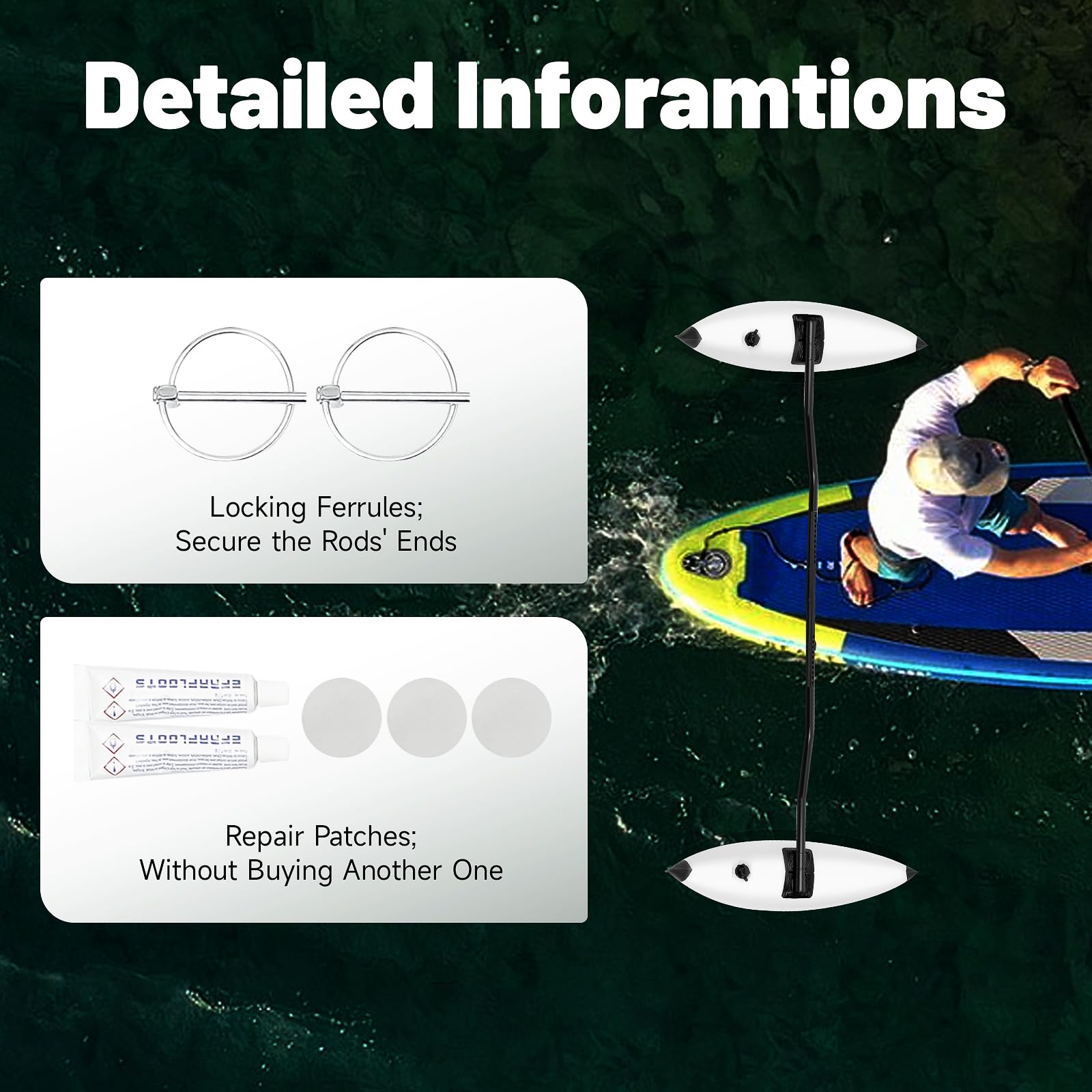**2Pcs Inflatable Kayak Outrigger Stabilizer - PVC Fishing Boat Stabilizer & AMA Kit for Canoe & Kayak, Portable Float Stabilizer for Enhanced Balance & Safety | Perfect for Fishing, Stand-Up Paddling & Water Sports**
