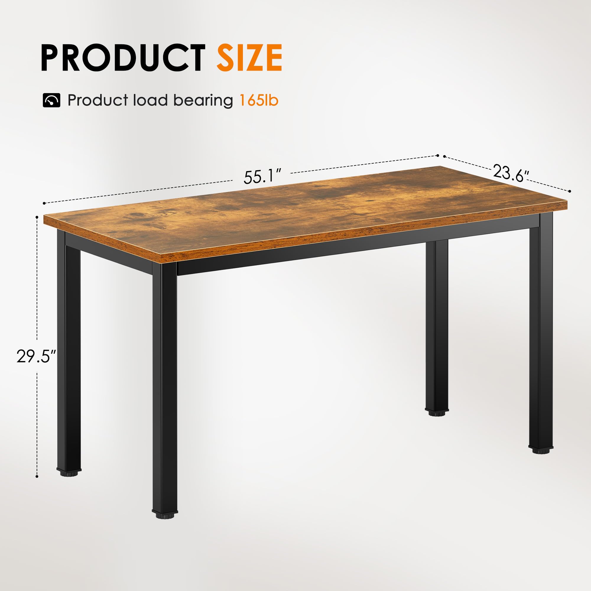 DlandHome 55 Inch Computer Desk - Home Office Desk, Writing Desk, Study Table, Gaming Desk with Workstation - Retro Style for Small Spaces, Dorm Rooms & Home Offices