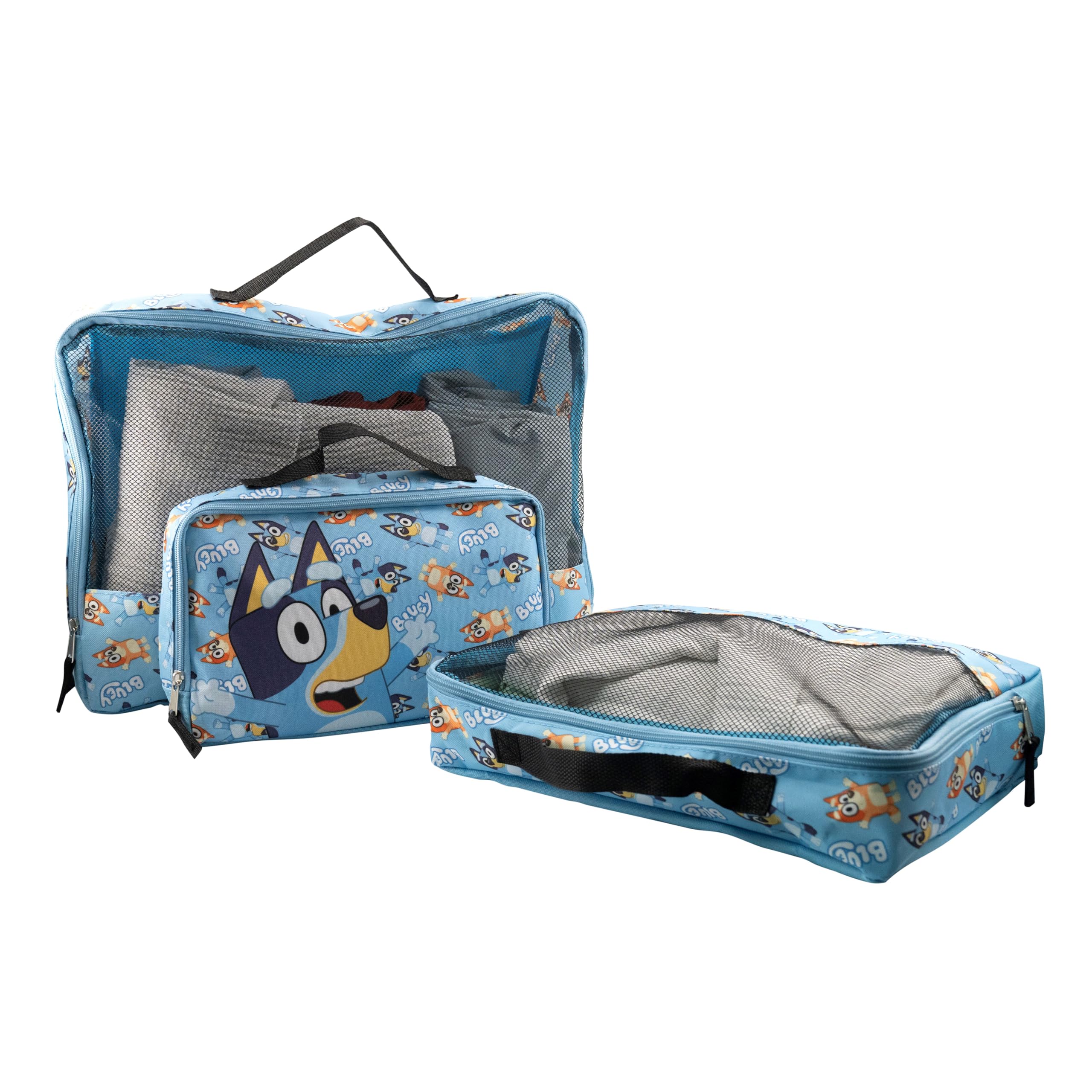 Bluey and Bingo Travel Packing Cubes Set - 4-Piece Luggage Organizer for Kids | Lightweight Travel Accessories for Boys & Girls | Perfect for Family Vacations, Weekend Getaways & School Trips