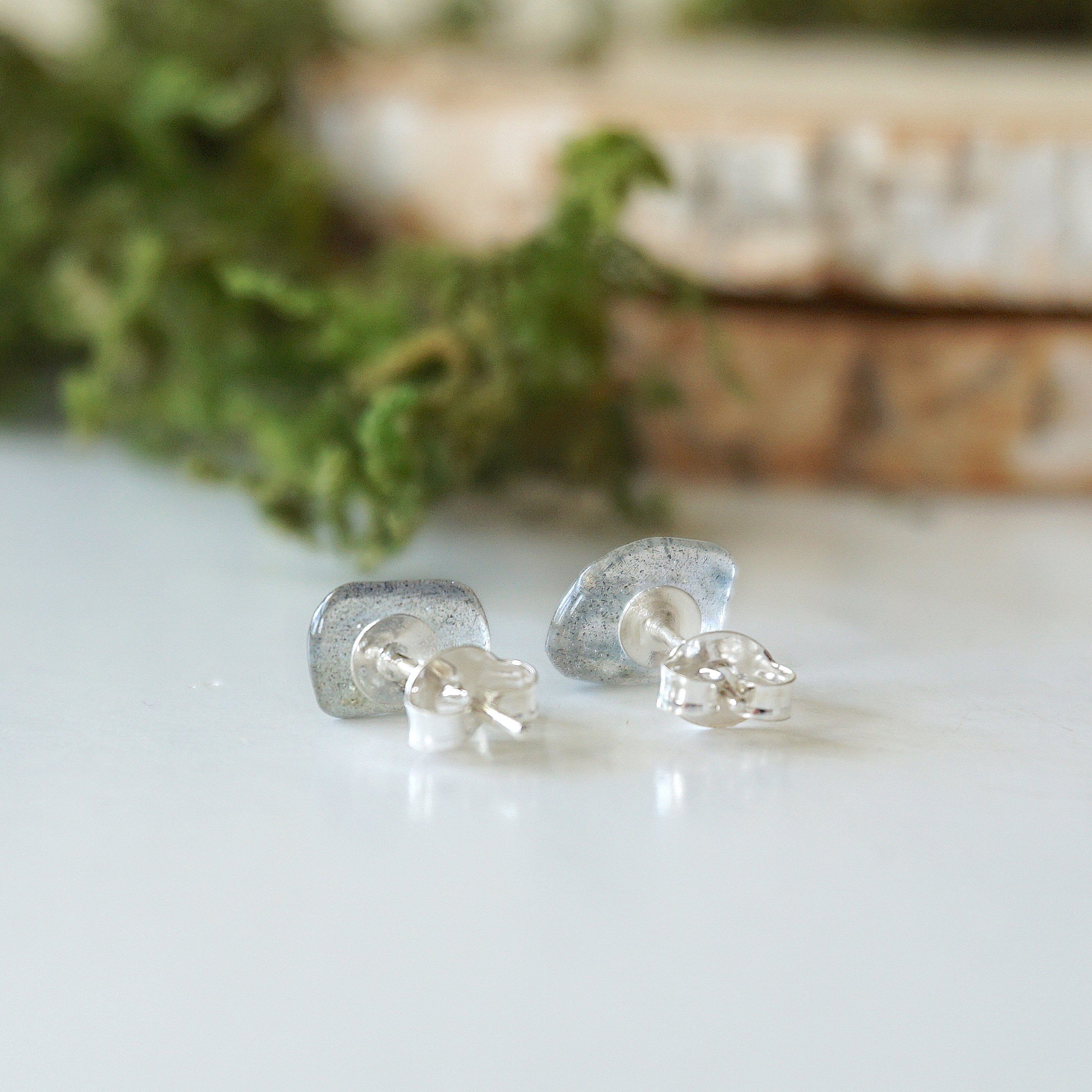 Natural Labradorite Stud Earrings for Women - Hypoallergenic Sterling Silver Post Earrings - Perfect for Everyday Wear, Gifts & Special Occasions