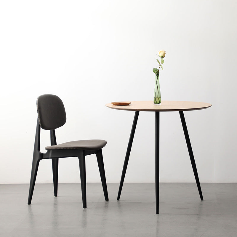 GINNY 31.5 Inch Round Dining Table for 4 - Natural & Black Wooden Kitchen Table - Perfect for Small Spaces, Breakfast Nook, and Cozy Dining Rooms