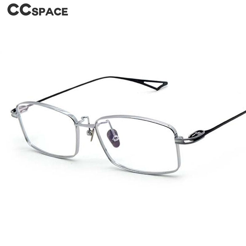 CCspace Men's Full Rim Rectangle Titanium Eyeglasses 55228 - Lightweight Durable Titanium Frame Glasses for Men, Stylish Rectangle Prescription Eyeglasses or Reading Glasses - Perfect for Office, Driving, and Everyday Use