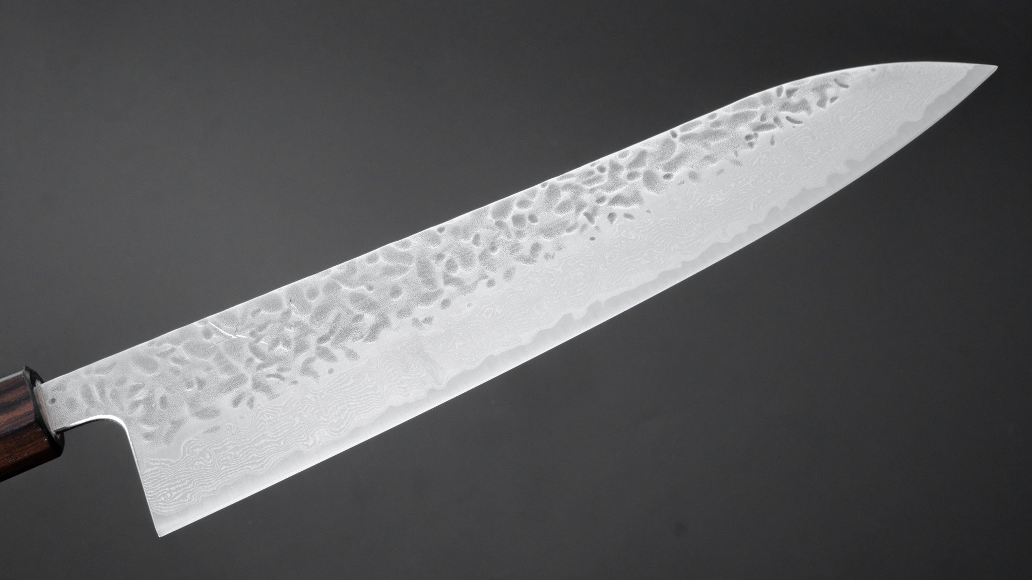 Premium Hitohira Futana Stainless Steel Tsuchime Damascus Gyuto Knife 240mm - Japanese Chef Knife with Cherry Wood Handle - Perfect for Sushi, Meat Slicing & Professional Kitchen Use