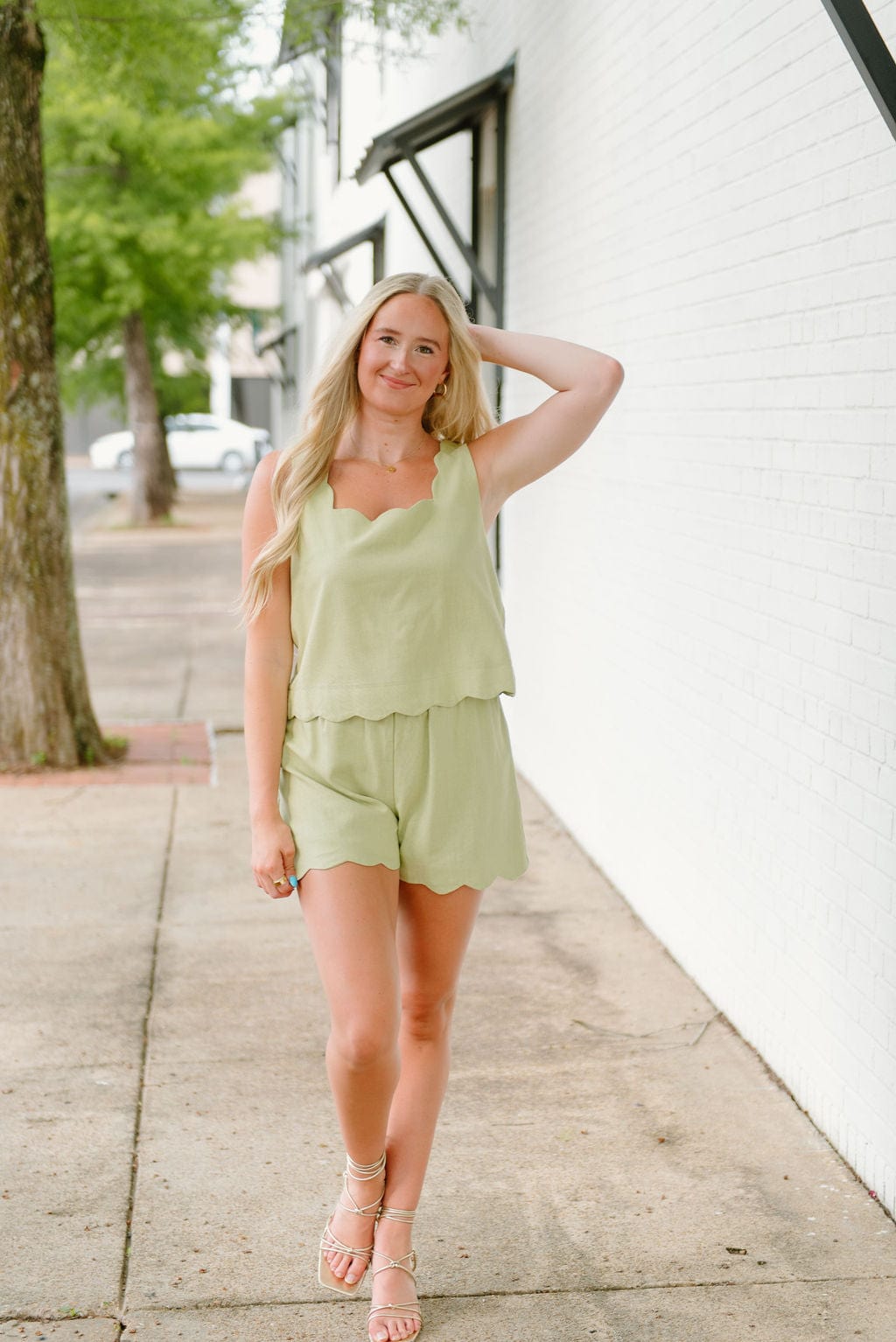 Premium Kiwi Scallop Trim Short Set - Women's Summer Loungewear & Beach Shorts for Casual Wear, Vacation, and Outdoor Activities