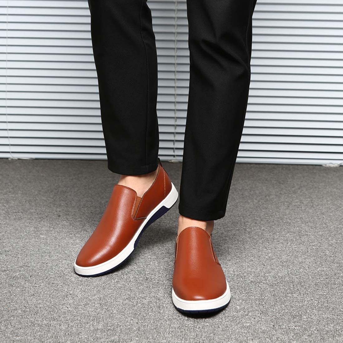 Santimon Men's Slip-On Loafers - British Style Breathable Flat Dress Shoes & Fashion Sneakers for Work, Casual & Wedding Occasions