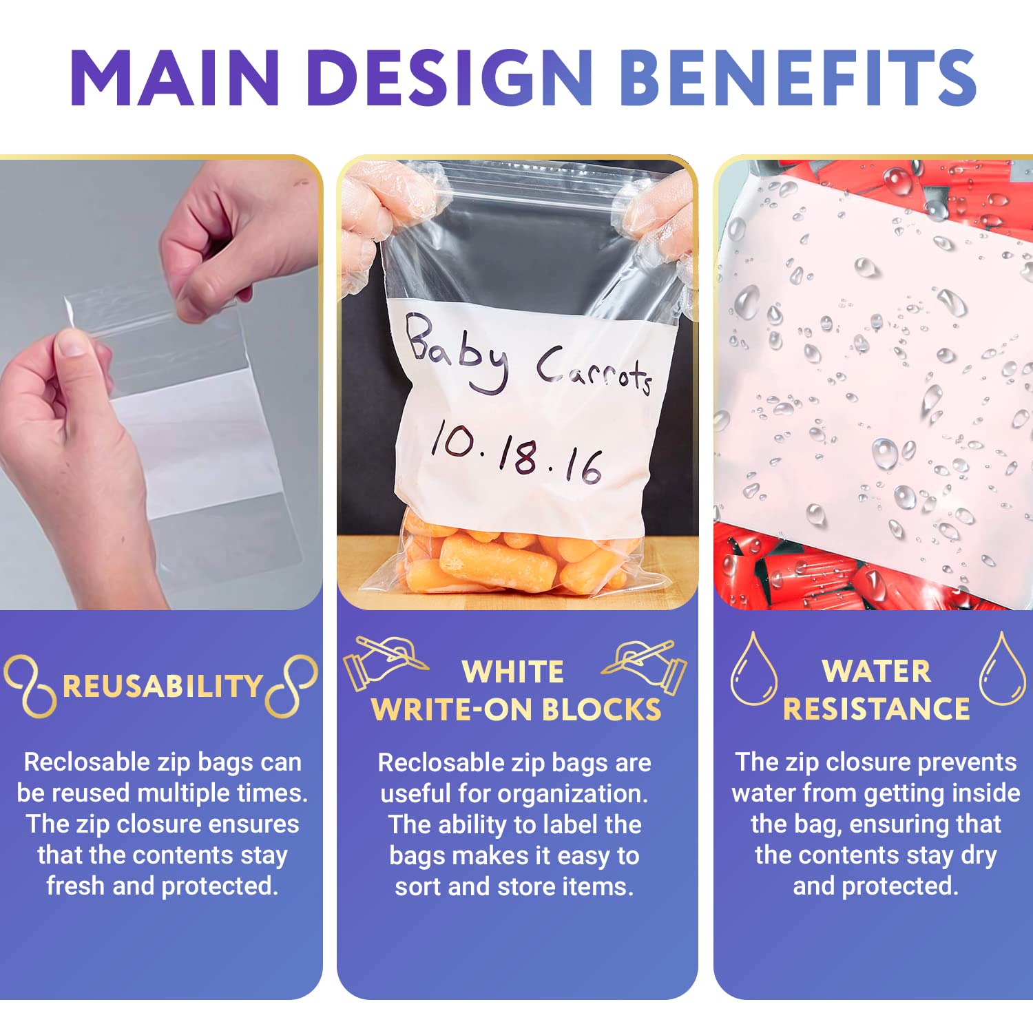 1000 Pack 4x6 Inch White Reclosable Zipper Bags - 6 Mil Thick Clear Food Storage Bags with Write-On Block, Waterproof Resealable Packaging for Small Business | Ideal for Snacks, Crafts, Jewelry & Retail Products