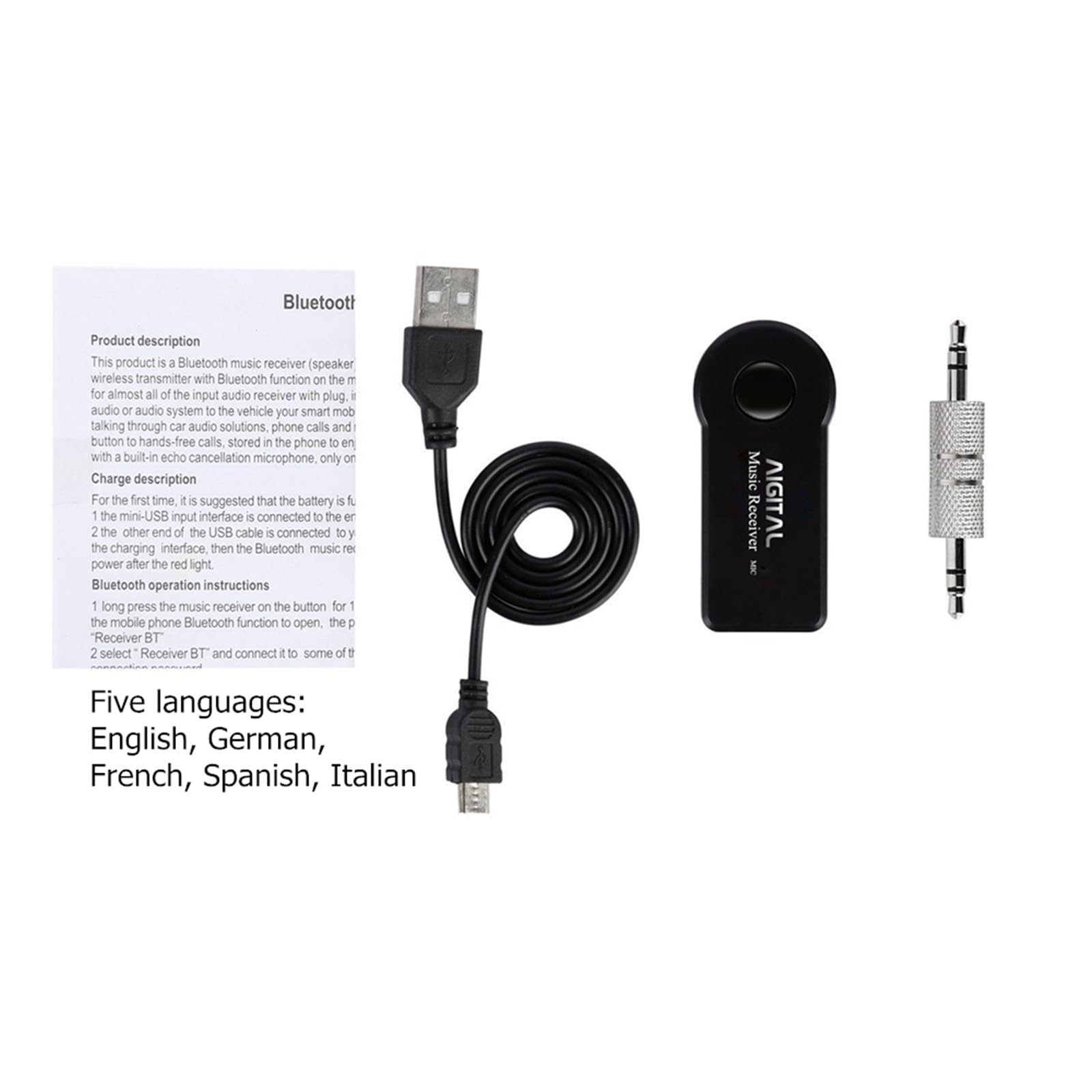 Wireless Bluetooth 5.0 Receiver for Car & Home Audio - Mini Bluetooth Adapter with 8-Hour Playtime, Hands-Free Calling, AUX to Bluetooth Converter - Compatible with Speakers, Headphones, Home Stereo Systems (Perfect for Music Streaming in Car, Office or Home Entertainment Setup)