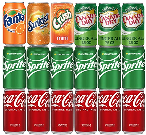 MuraI - 18 Pack Mini Soda Cans (7.5 oz) | Multi Flavor Variety Pack | Assorted Soft Drinks | Beverage Care Package | Perfect for Home, Office & Party Fridge Restock