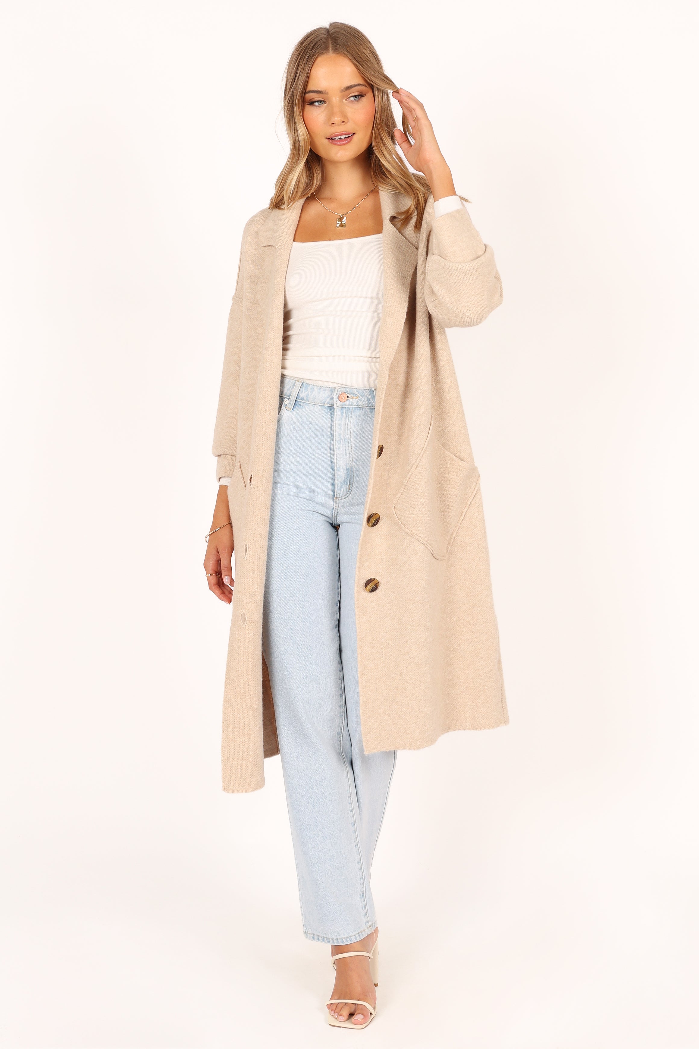 Ivy Button Front Coatigan - Soft Knit Cardigan Sweater for Women in Oatmeal | Perfect for Fall Layering, Office Wear & Casual Outfits