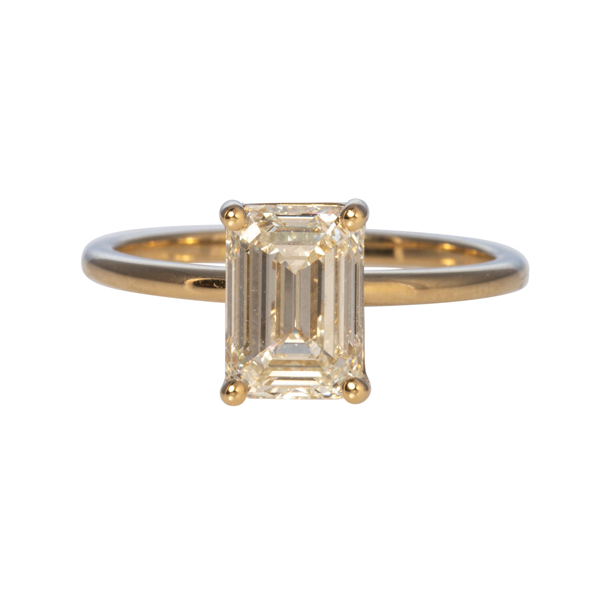 2ct J VS1 Emerald Cut Diamond Solitaire 14K Yellow Gold Engagement Ring for Women - Perfect Proposal, Wedding, Anniversary Gift & Everyday Luxury Jewelry