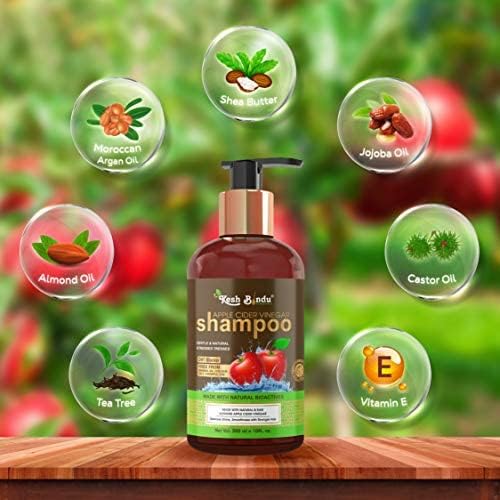 Organic Apple Cider Vinegar Shampoo for Hair Growth - Sulfate Free, Paraben Free, Vegan Formula - 300ml Bottle - Perfect for Dry, Damaged Hair & Scalp Care at Home