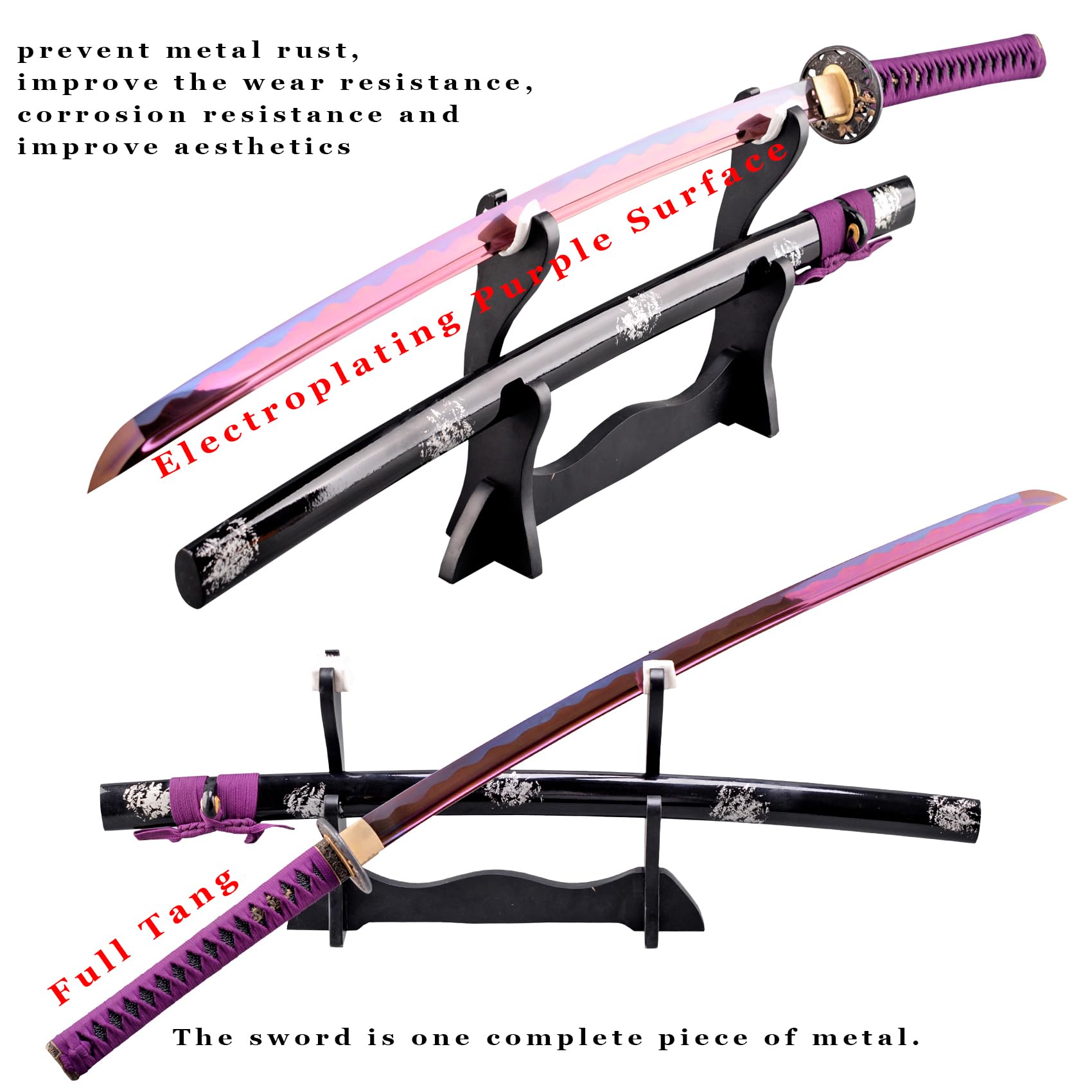 41 Inch Handmade Japanese Samurai Katana Sword - Full Tang Carbon Steel Blade - Perfect for Cosplay, Martial Arts Training, Home Decoration & Self Defense - Authentic Samurai Gift for Men & Collectors
