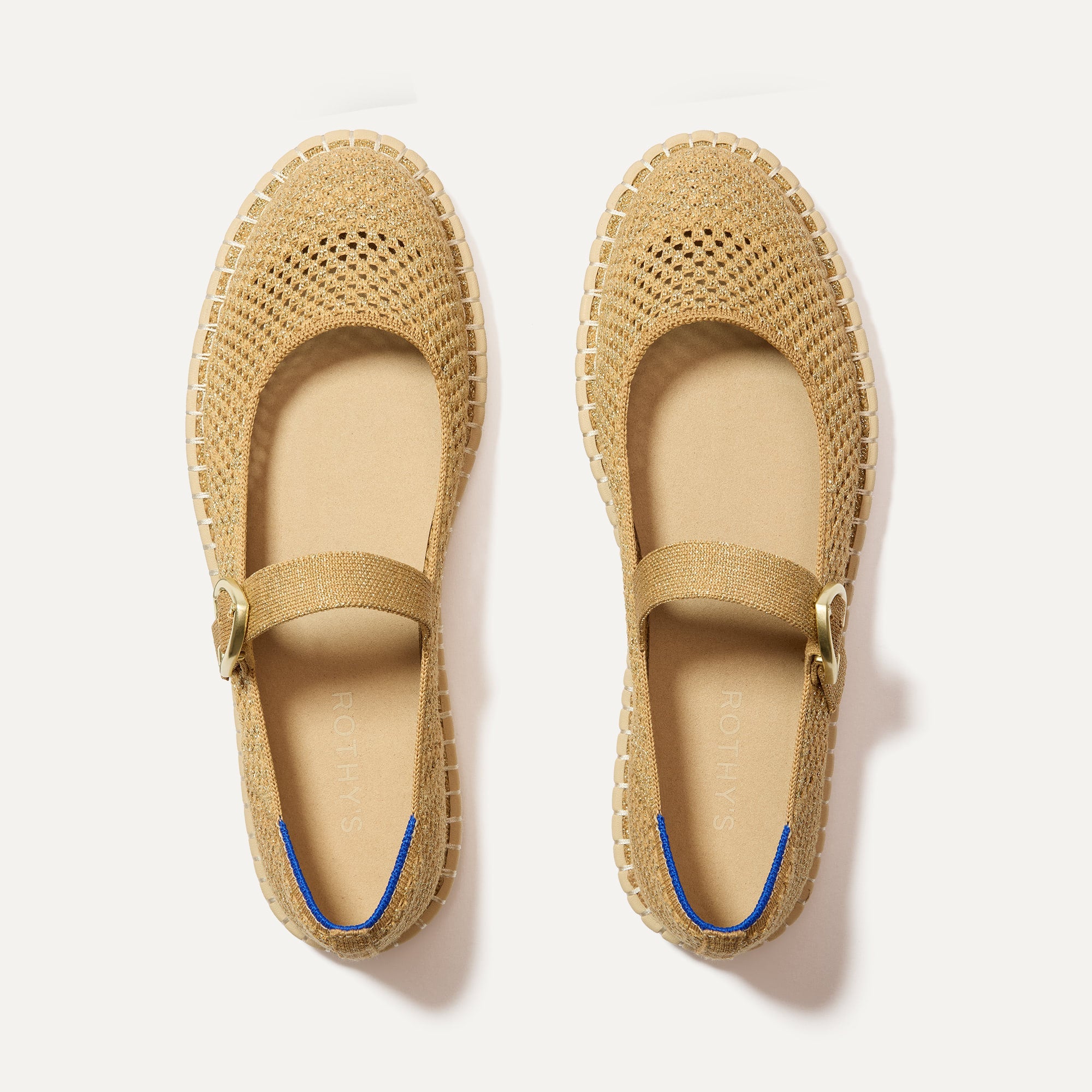 Metallic Gold Espadrille Mary Jane Flats - Comfortable Women's Shoes for Casual Wear, Summer Outfits, and Beach Vacations