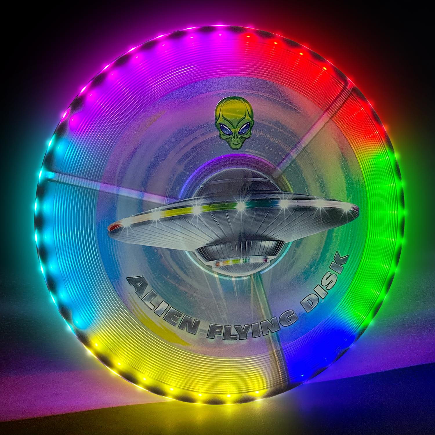 Glow in The Dark LED Flying Disc with 16 Million Colors, 12 Light Modes - Rechargeable & Waterproof Outdoor Sports Toy for Kids, Teens, Adults - Perfect for Beach, Camping, Lawn, Yard, and Night Games