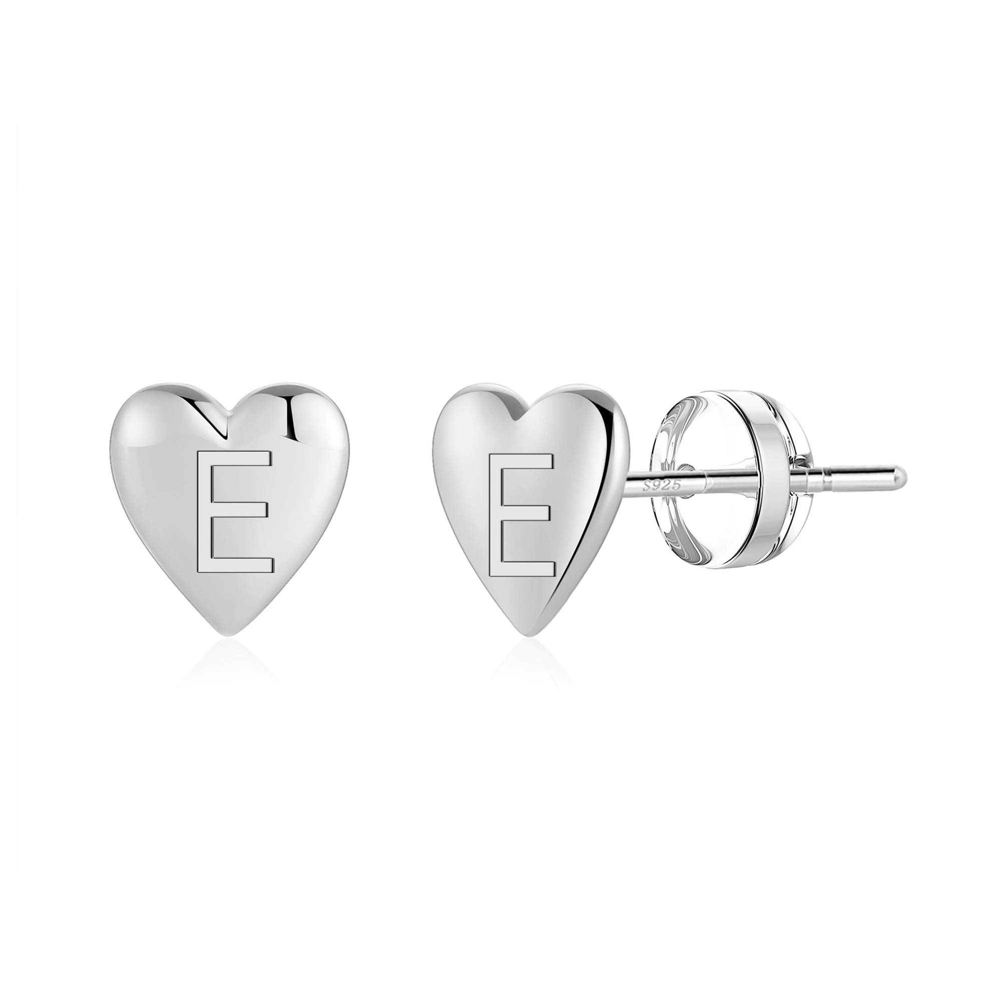 Heart Initial Stud Earrings for Women & Girls - 14K Gold Plated S925 Sterling Silver Hypoallergenic Dainty Letter Jewelry | Perfect for Everyday Wear, Gifts & Sensitive Ears