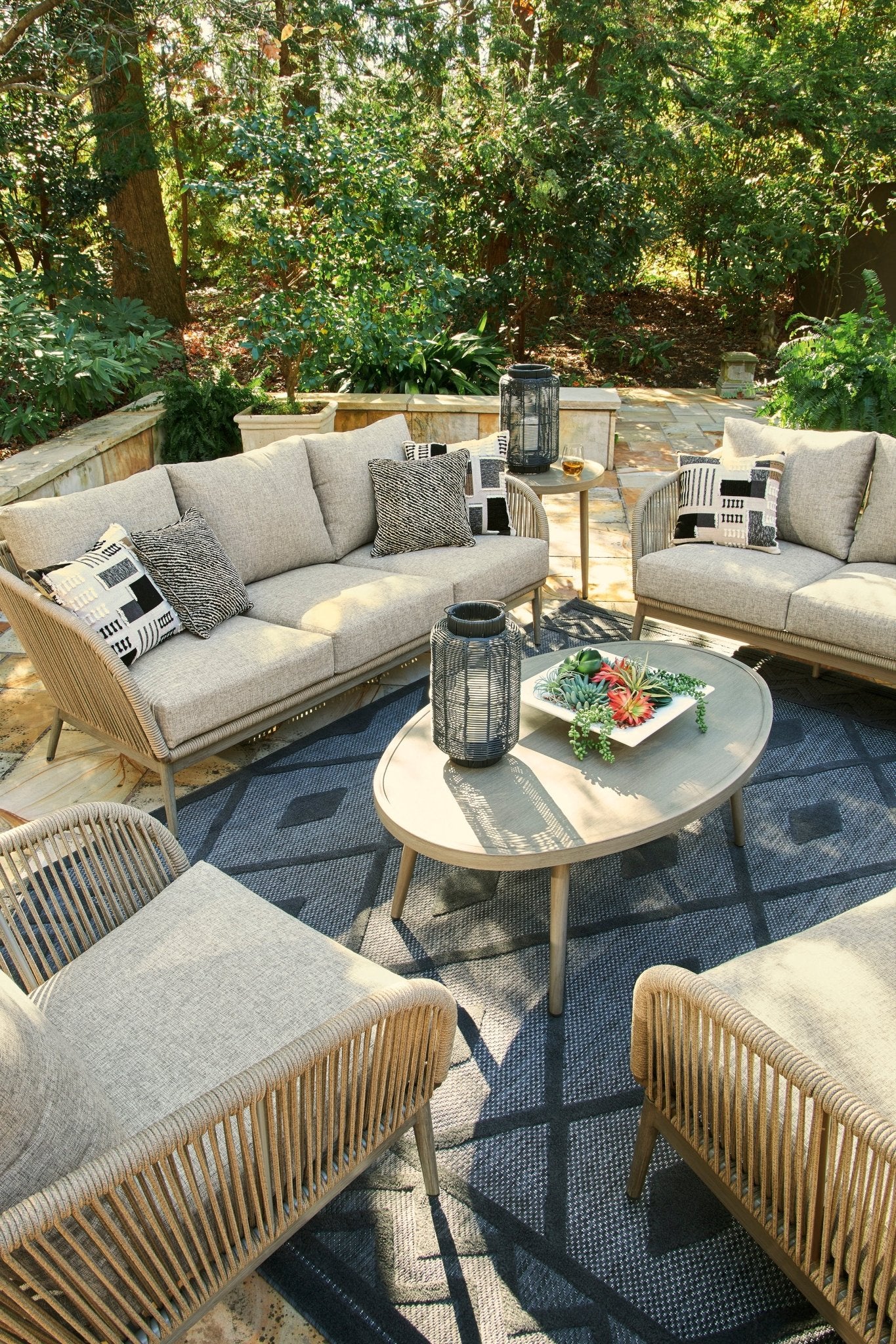 Hidden Valley Outdoor Lounge Arm Chairs - Waterproof Patio Furniture Set of 2, Comfortable Garden Chairs with Cushions for Backyard, Poolside, Deck, and Porch Relaxation