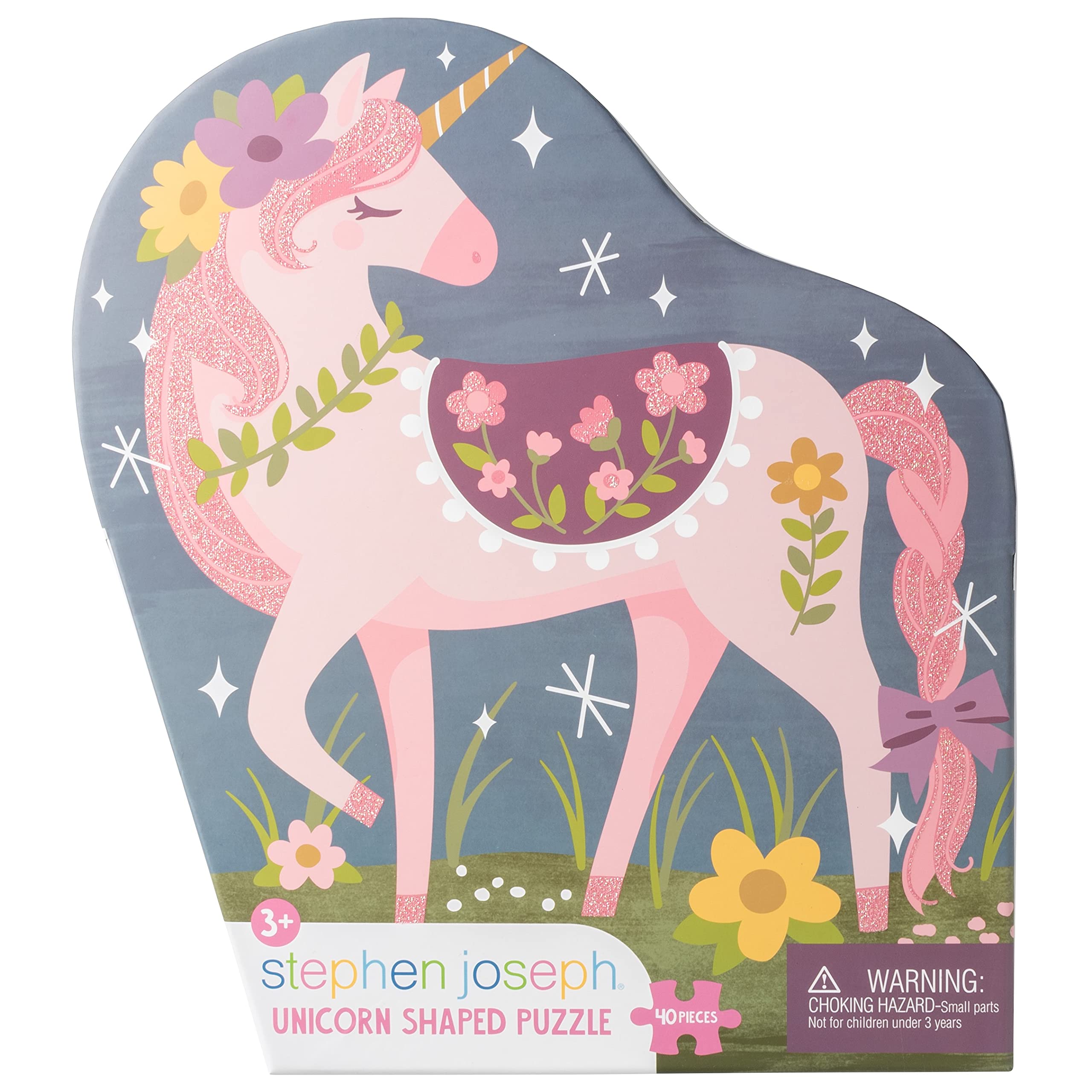 Stephen Joseph Unicorn Shaped Jigsaw Puzzle - 40 Piece Preschool Toddler Puzzle for Kids Ages 3-5 | Fun Learning Toy for Early Childhood Development & Birthday Gifts | Perfect for Playtime, Classroom Activities & Travel Entertainment