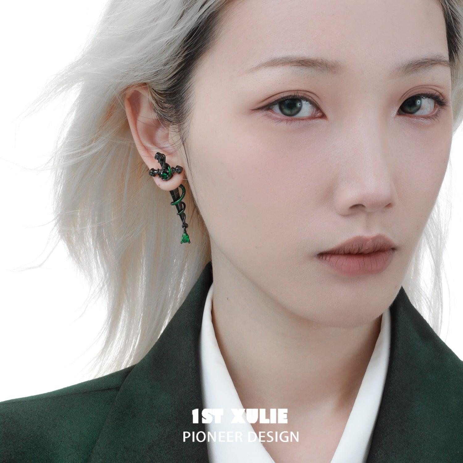 Slytherin House 18K Gold Plated Sword Stud Earrings for Women - Harry Potter Inspired Jewelry Gift for Fans - Perfect for Cosplay, Halloween, and Everyday Wear