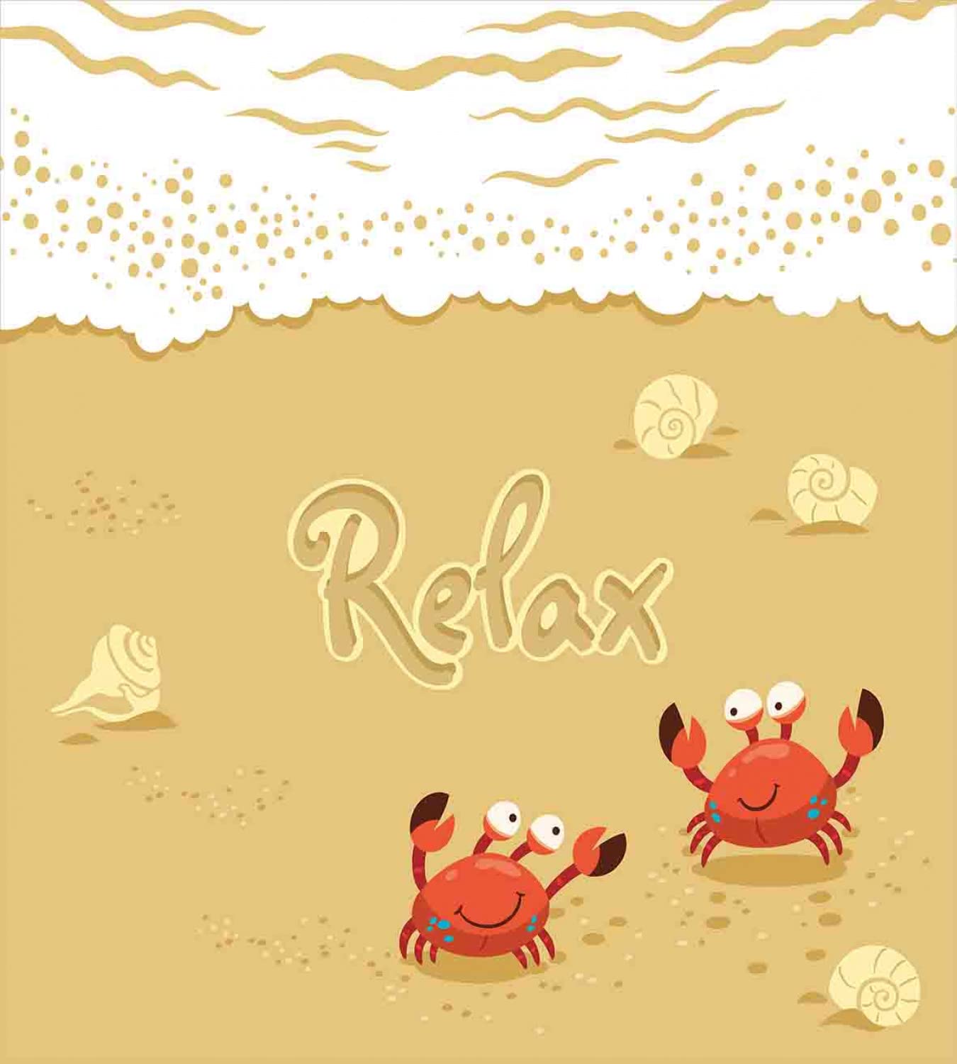 Ambesonne Crabs Duvet Cover Set - Funny Summer Beach Vacation Theme with 2 Duvet Covers & 2 Pillowcases, Twin Size (2 Pack) in Sand Brown & White | Perfect for Coastal Bedrooms, Summer Getaways & Beach House Decor