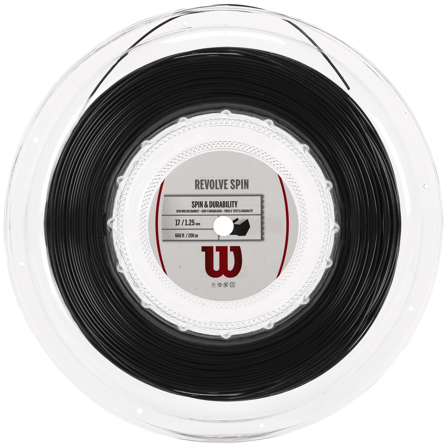 Wilson Revolve Spin Black Tennis String - High Performance Polyester String for Spin & Control | Perfect for Competitive Play & Training
