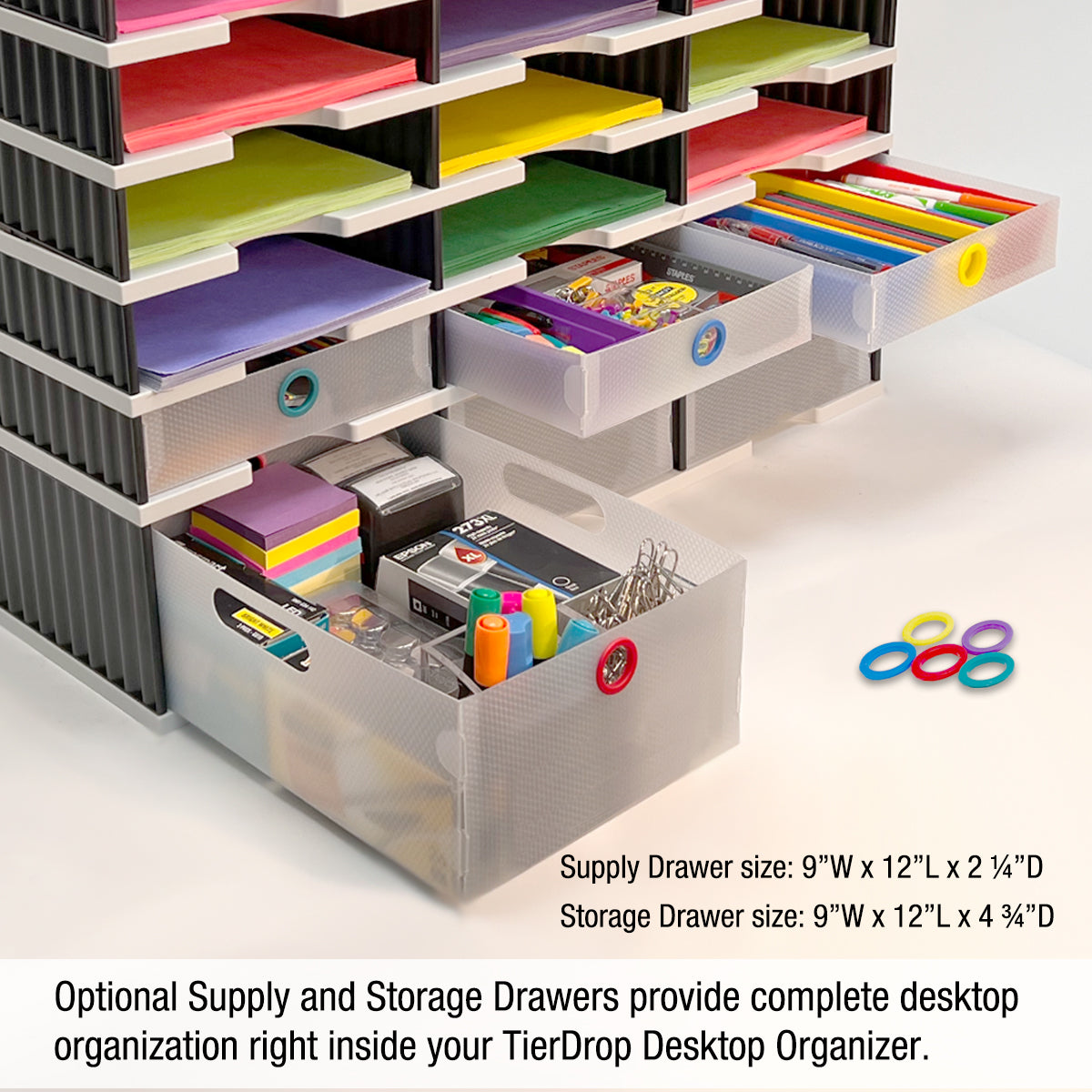 Ultimate Office TierDrop Desktop Organizer - 6-Compartment Letter Tray for Forms, Mail & Classroom Supplies with Riser Storage Base - Perfect for Home Office, School & Workspace Organization