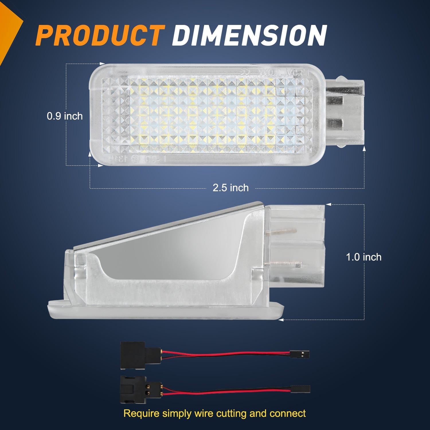 2PCS LED Interior Door Panel Light Courtesy Warning Lights - White Beam, Plug & Play, CANbus Error Free - Compatible with Audi A3 A4 A5 A6 A7 S3 S4 S5 S6 S7 Q5 Q7 TT - OEM Replacement - Perfect for Nighttime Safety & Car Interior Ambience