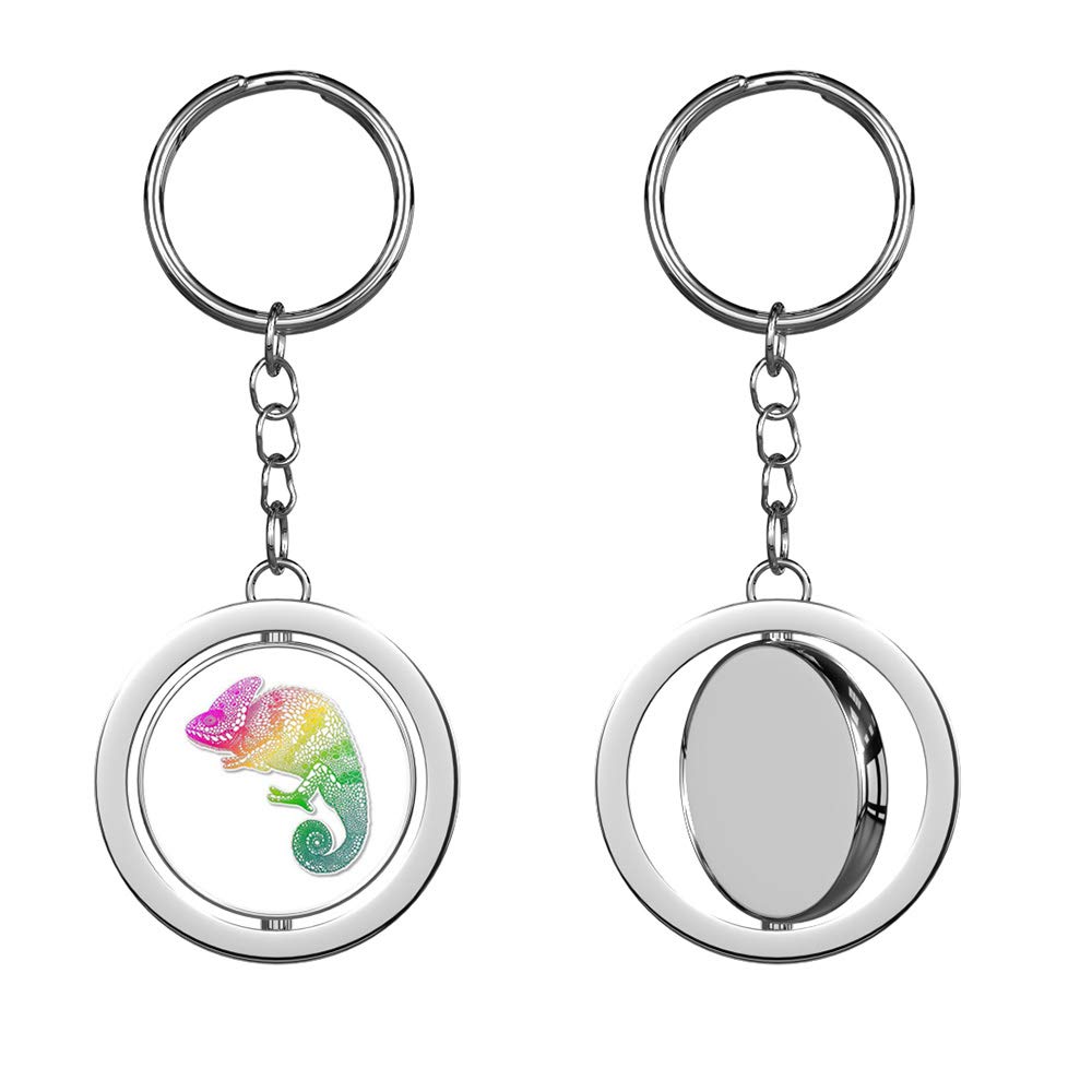 Chrome Spinning Keychain - Double Sided Keyring for Home & Office