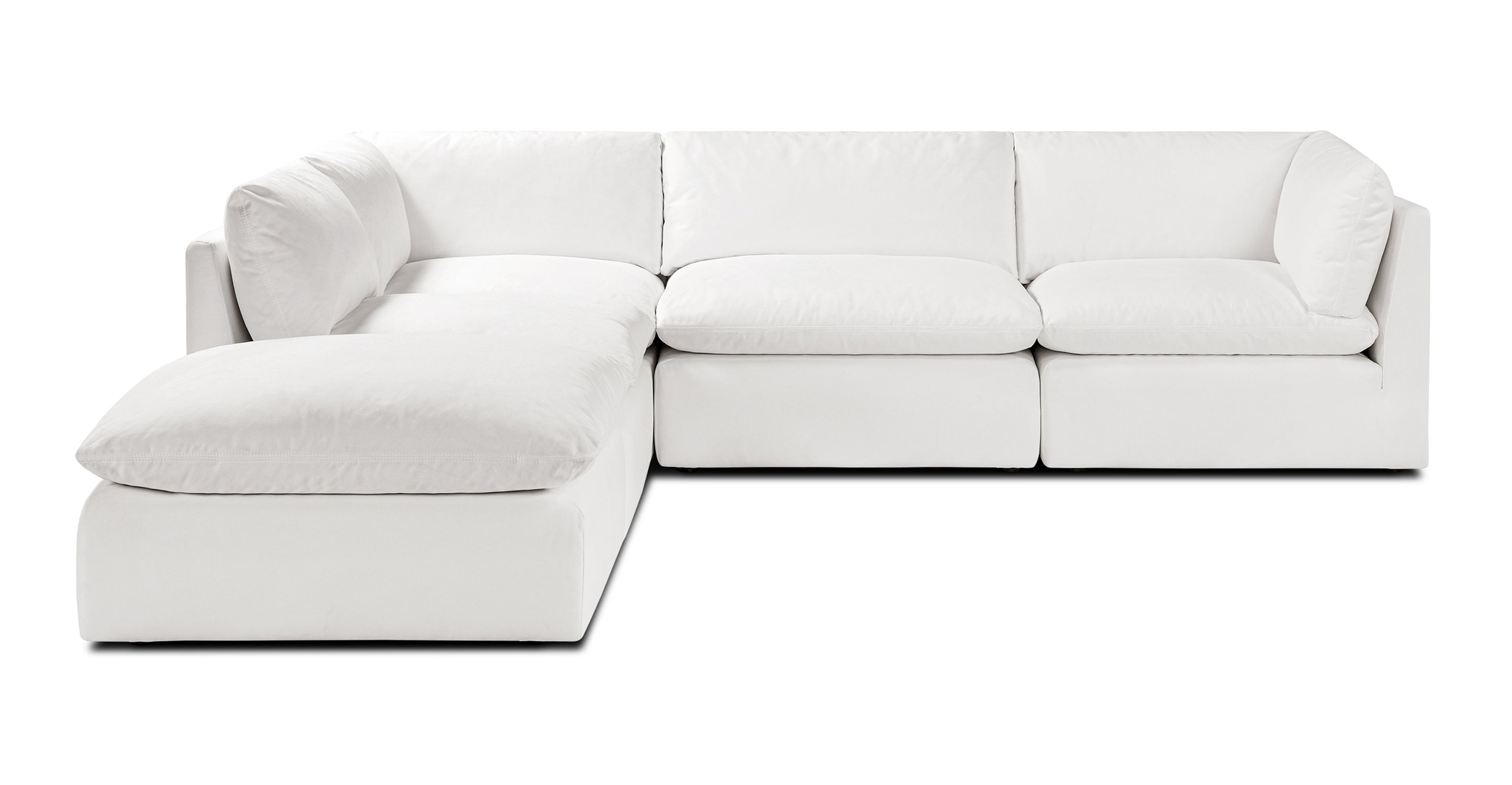 5-Seat Davos Modular Chaise Sectional Sofa - Modern L-Shaped Couch for Living Room, Family Room & Lounge - Soft Fabric Upholstery with Reversible Chaise