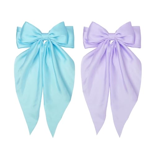Blue Hair Bows+Purple Hair Bow
