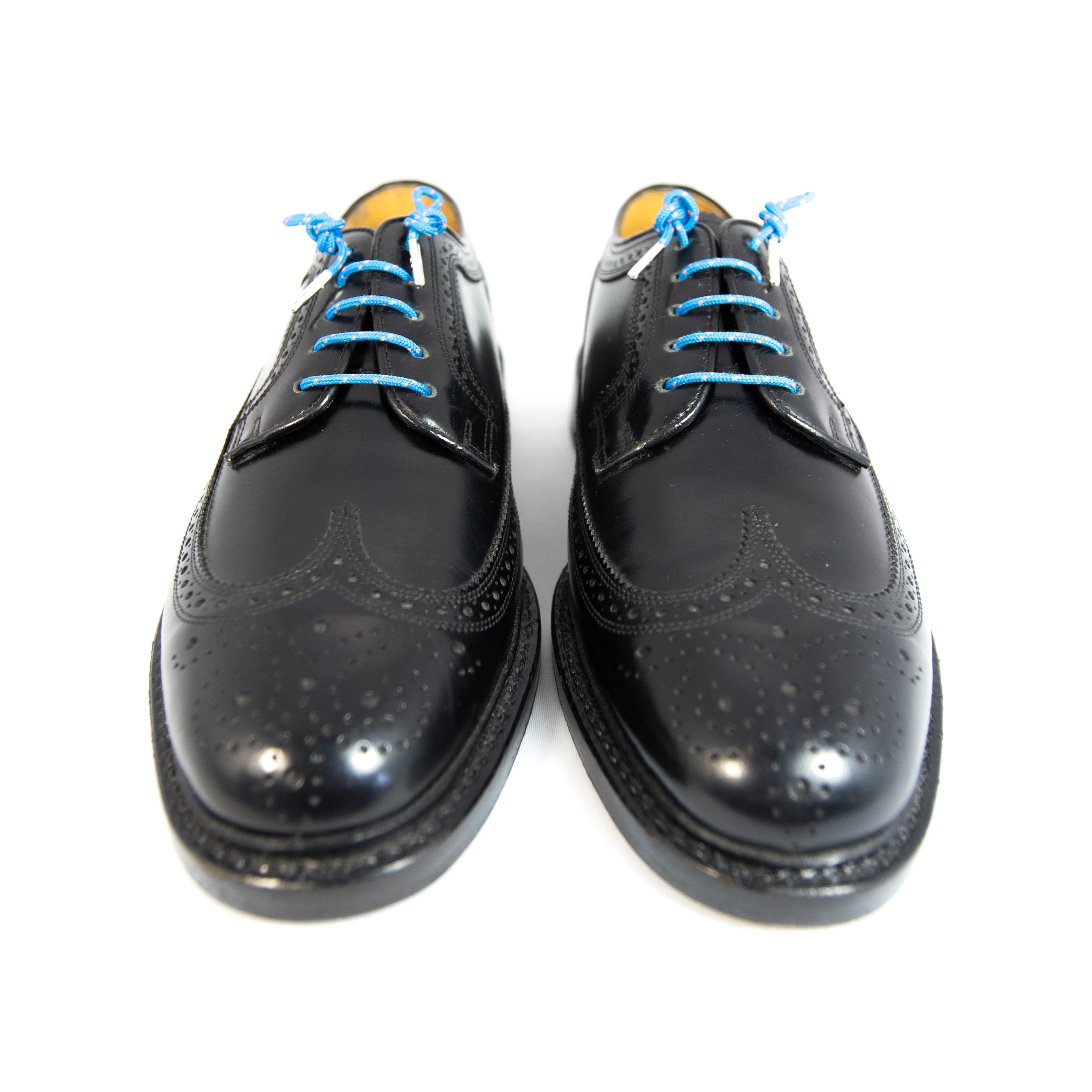 Kiona Blue Dress Shoelaces - 32 Inch/81cm Long Flat Cotton Shoelaces for Dress Shoes & Formal Wear - Perfect for Business, Weddings & Special Occasions
