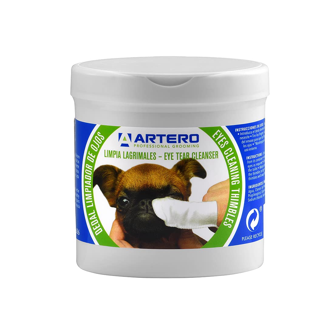 Artero Pet Eye Cleaner Thimbles for Dogs & Cats - Gentle Stain Remover & Tear Stain Wipes - Safe for Daily Eye Care & Grooming (Perfect for Puppies, Kittens & Adult Pets)