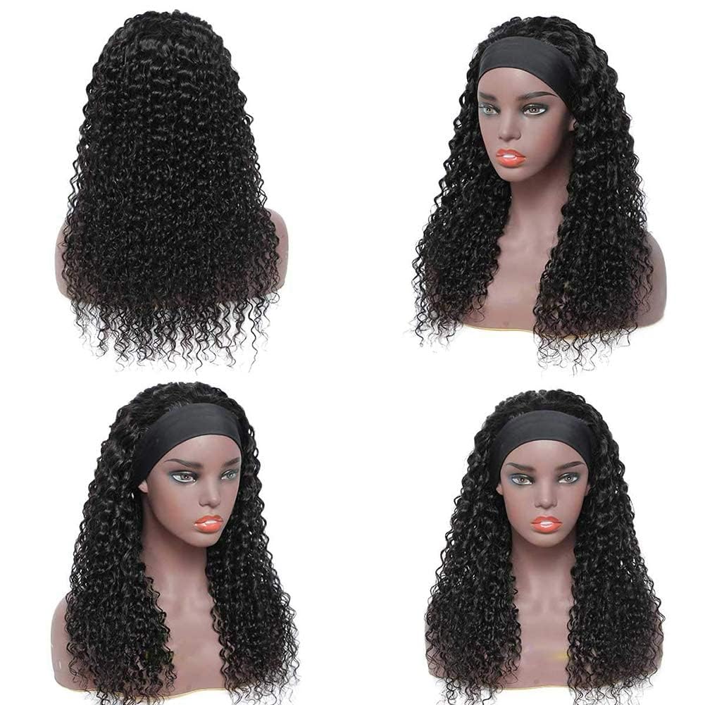 26 Inch Deep Wave Headband Wig Human Hair - Glueless Curly Headband Wig for Black Women | Wear & Go Natural Color No Lace Front Human Hair Wig for Beginners | Perfect for Daily Wear, Parties & Special Occasions