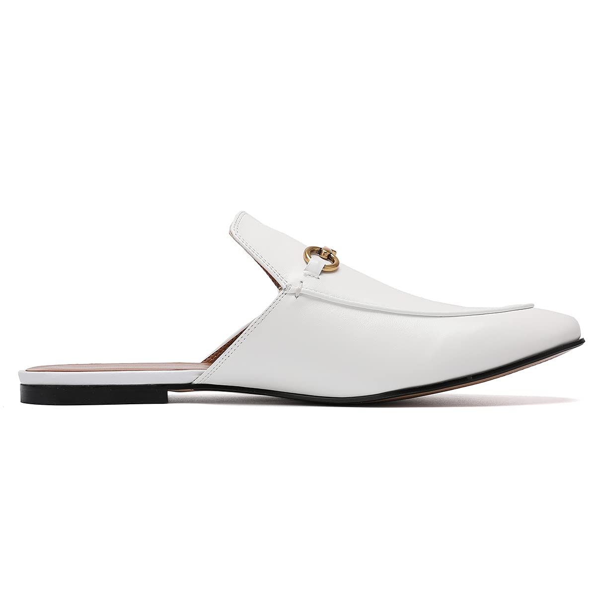Genuine Leather Men's Mules Clogs - Slip On Backless Loafers & Casual Slippers - Comfortable White Shoes Size 8 for Home, Office & Outdoor Wear