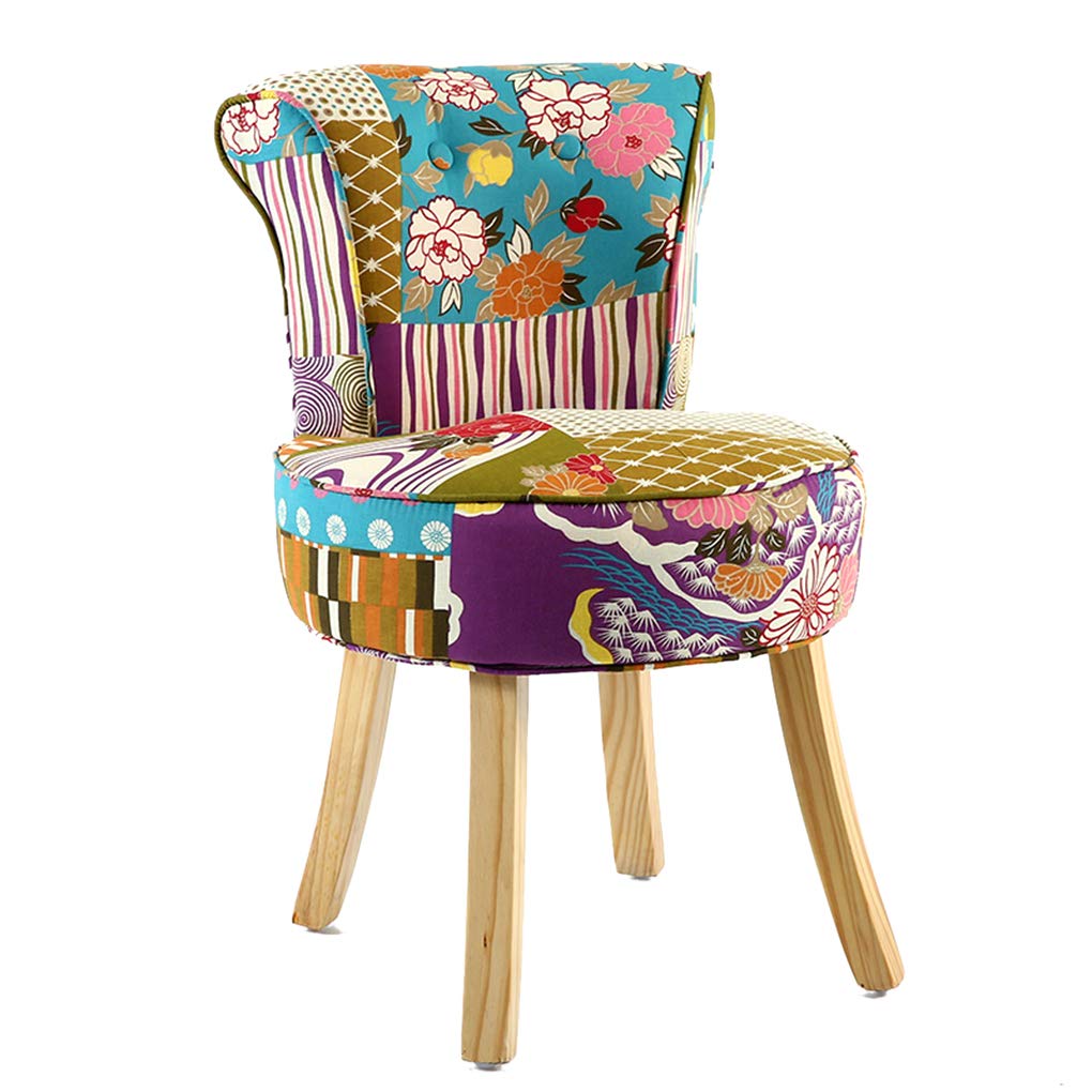 Luxury Velvet Vanity Bench with High Back & Solid Wood Legs - Padded Makeup Stool, Baroque Dressing Chair for Bedroom, Boudoir, or Dressing Room - Elegant Lounge Stool for Women's Makeup Area & Piano Room Decor