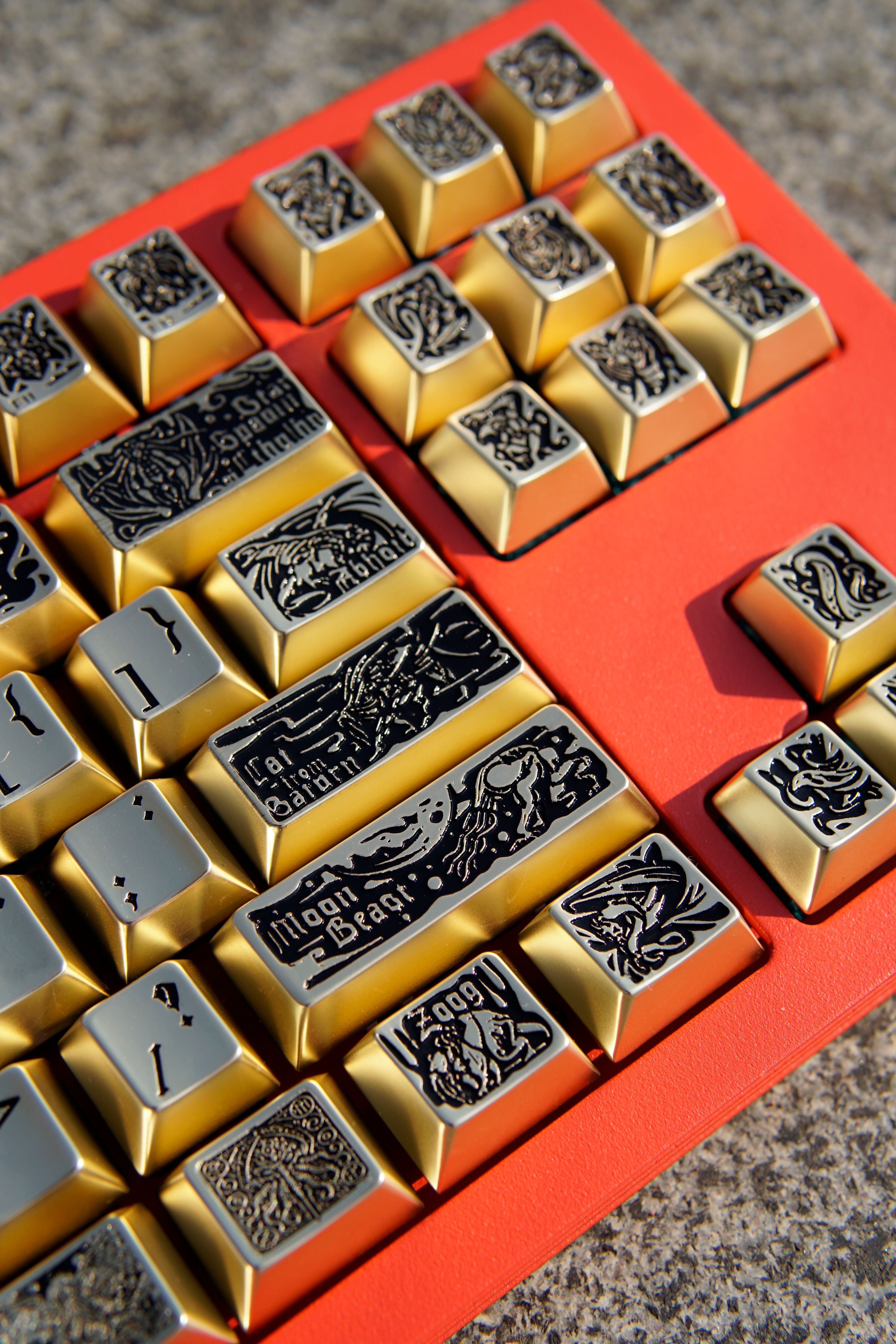 Ancient God Theme Mechanical Keycaps - Premium Metal Custom Keycap Set (Gold Edition) for Gaming Keyboard, Typing & PC Setup Accessories