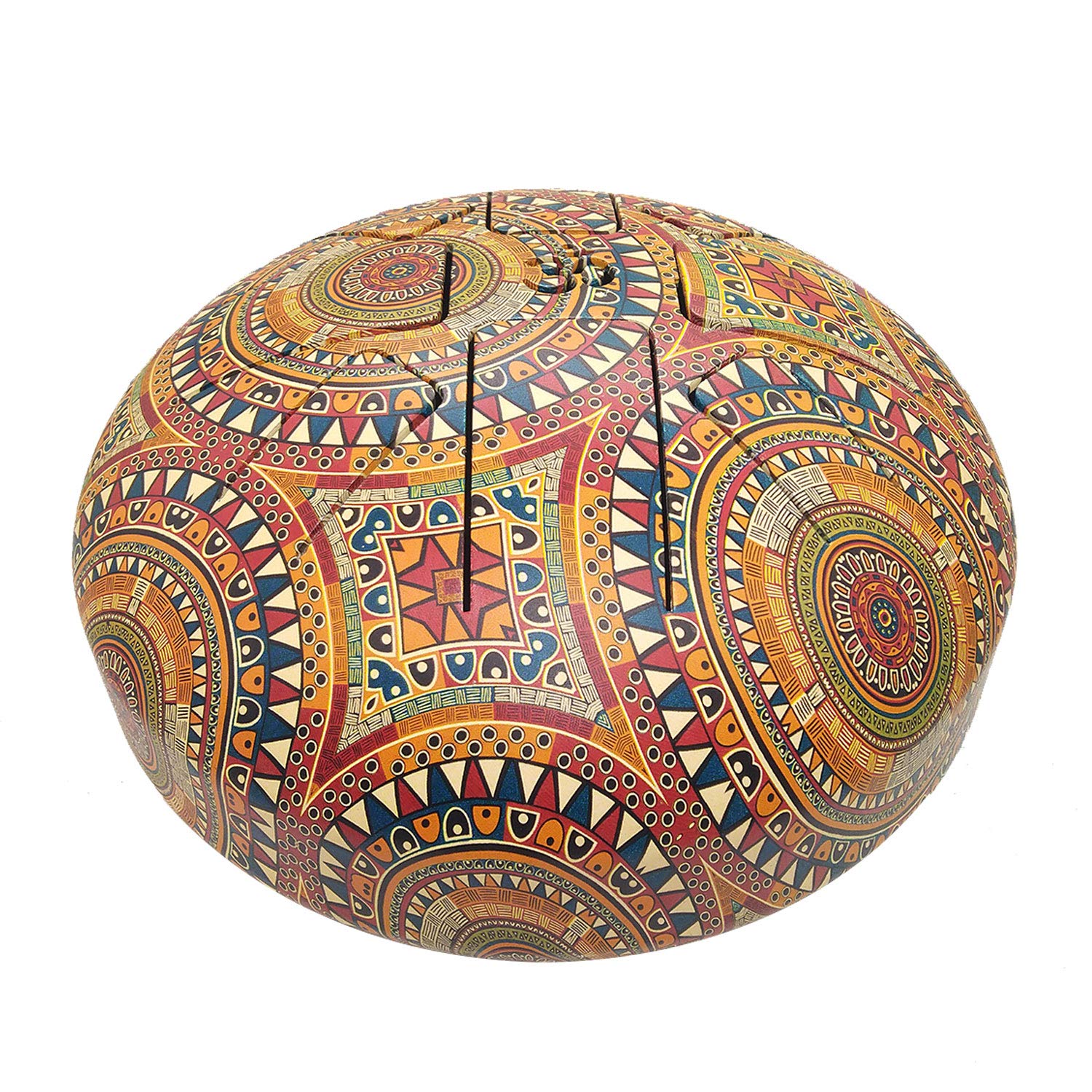 10 Inch Steel Tongue Drum with 8 Notes - OM Design Percussion Instrument with 2 Mallets & Carry Bag - Perfect for Meditation, Yoga, Music Therapy and Relaxation - Cream Mandala Pattern