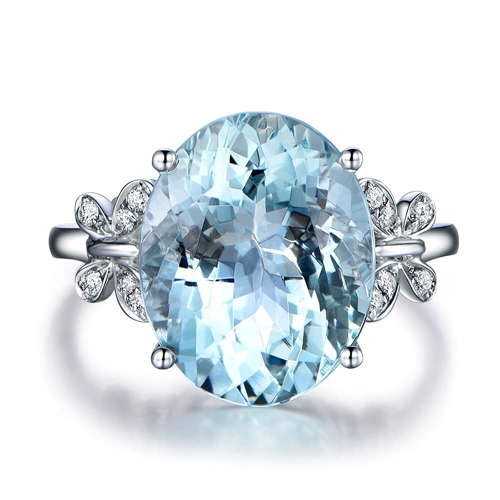 925 Sterling Silver Blue Topaz Butterfly Ring - 5.0 Ct AAA Aquamarine Birthstone Ring for Women | Elegant Eternity, Engagement, Wedding, Promise & Cocktail Party Ring | Perfect for Anniversaries, Valentine's Day & Special Occasions