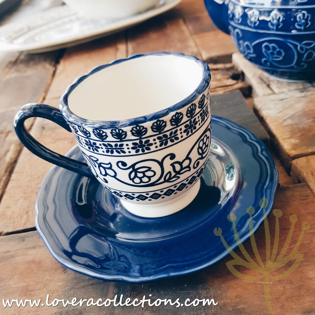 Adelaide Blue & White Porcelain Tea Set - Premium 16-Piece Ceramic Tea Service with Teapot & Cups - Perfect for Afternoon Tea, Gifts & Home Decor