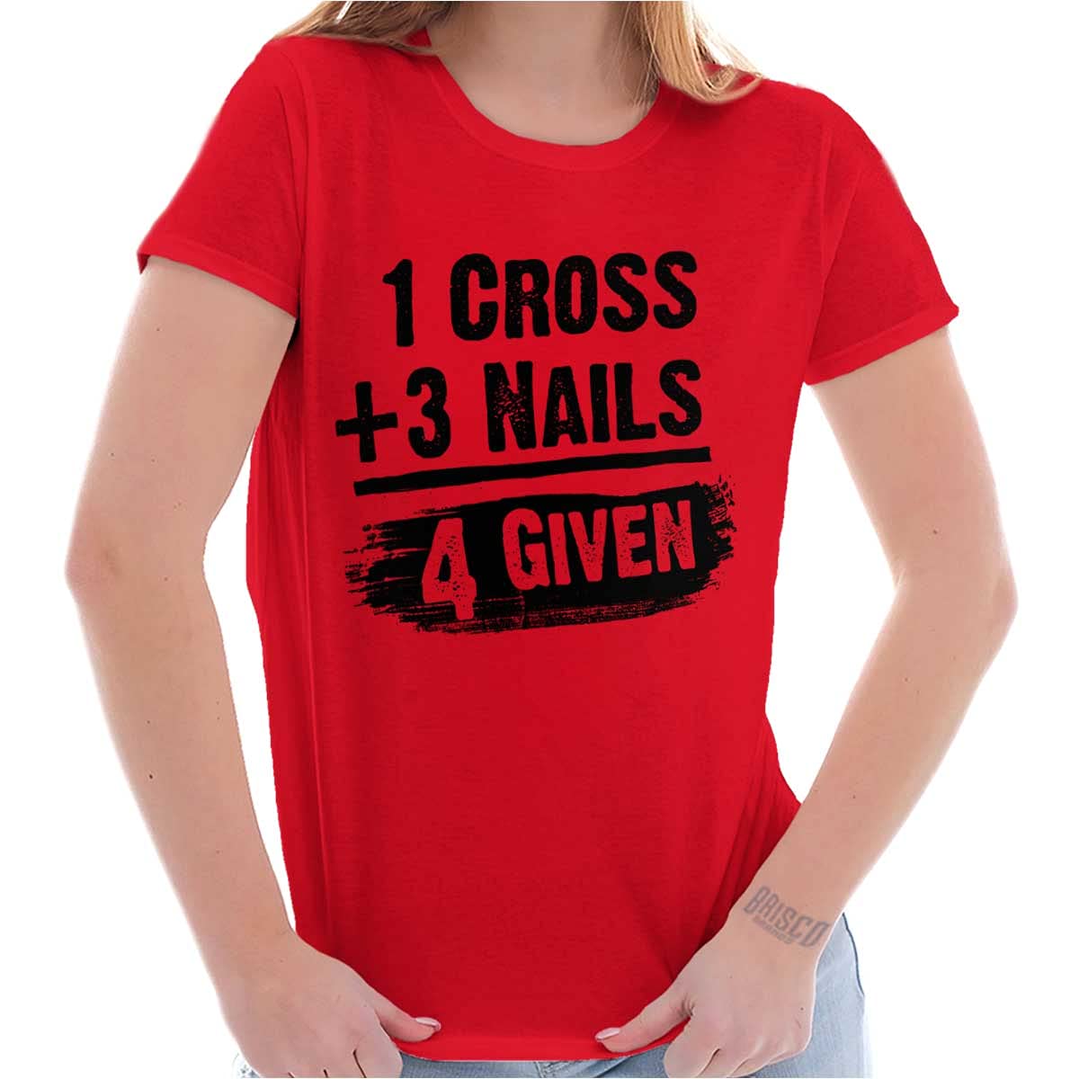 Forgiven Women's Graphic Tee - Trendy Junior Top with Cross & Three Nails Design | Perfect for Church, Bible Study & Christian Outfits