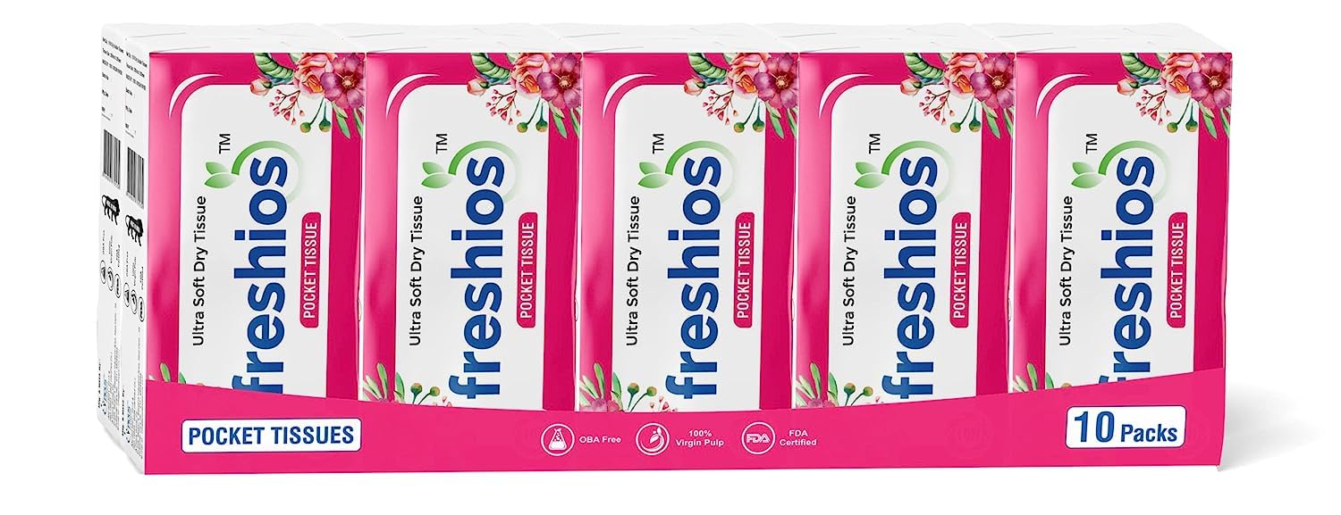 INKulture Pocket Hanky Tissue Paper (White) - Pack of 10 | Soft & Disposable Facial Tissues for Travel, Office & Everyday Use