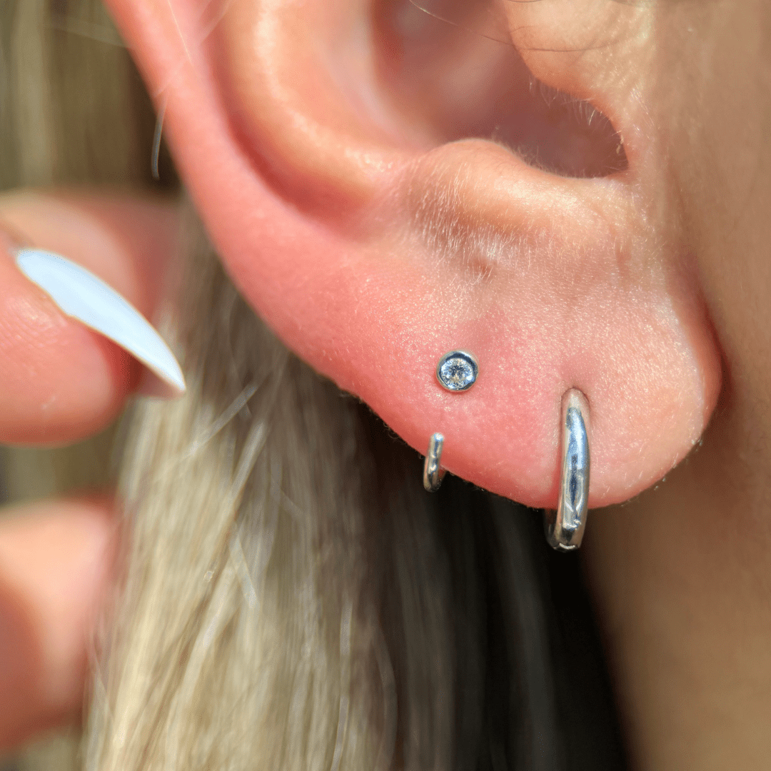 14K White Gold Cubic Zirconia Ear Cuff - Elegant Cartilage Hoop Earrings for Women | Perfect for Parties, Weddings & Everyday Wear