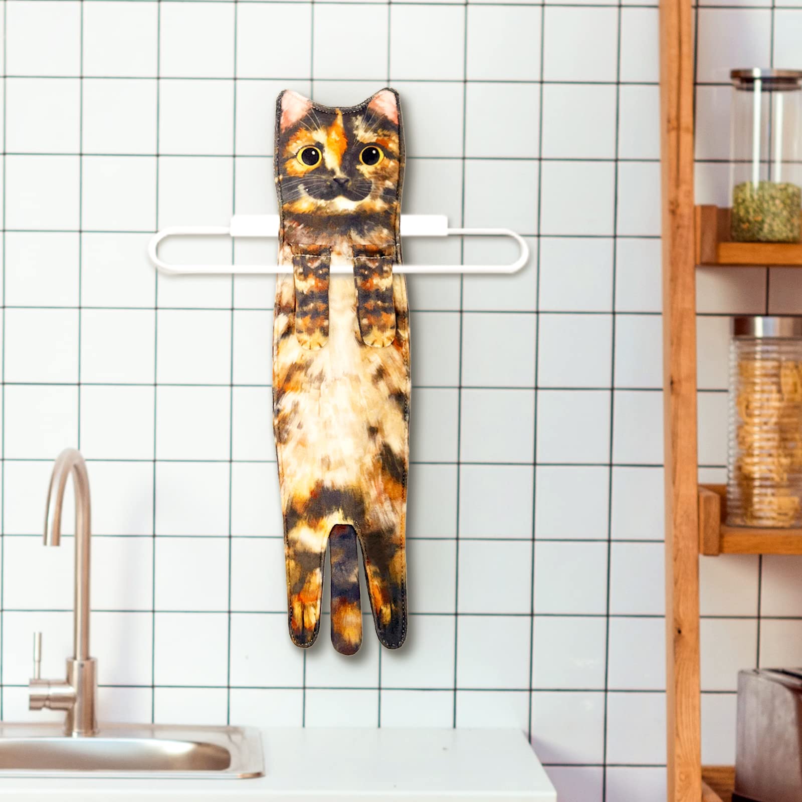 Cute Cat Quick-Dry Hand Towels for Bathroom & Kitchen - Absorbent Hanging Decorative Face Towels, Funny Gifts for Cat Lovers (Ginger) - Perfect for Home Decor, Housewarming & Pet Lover Presents
